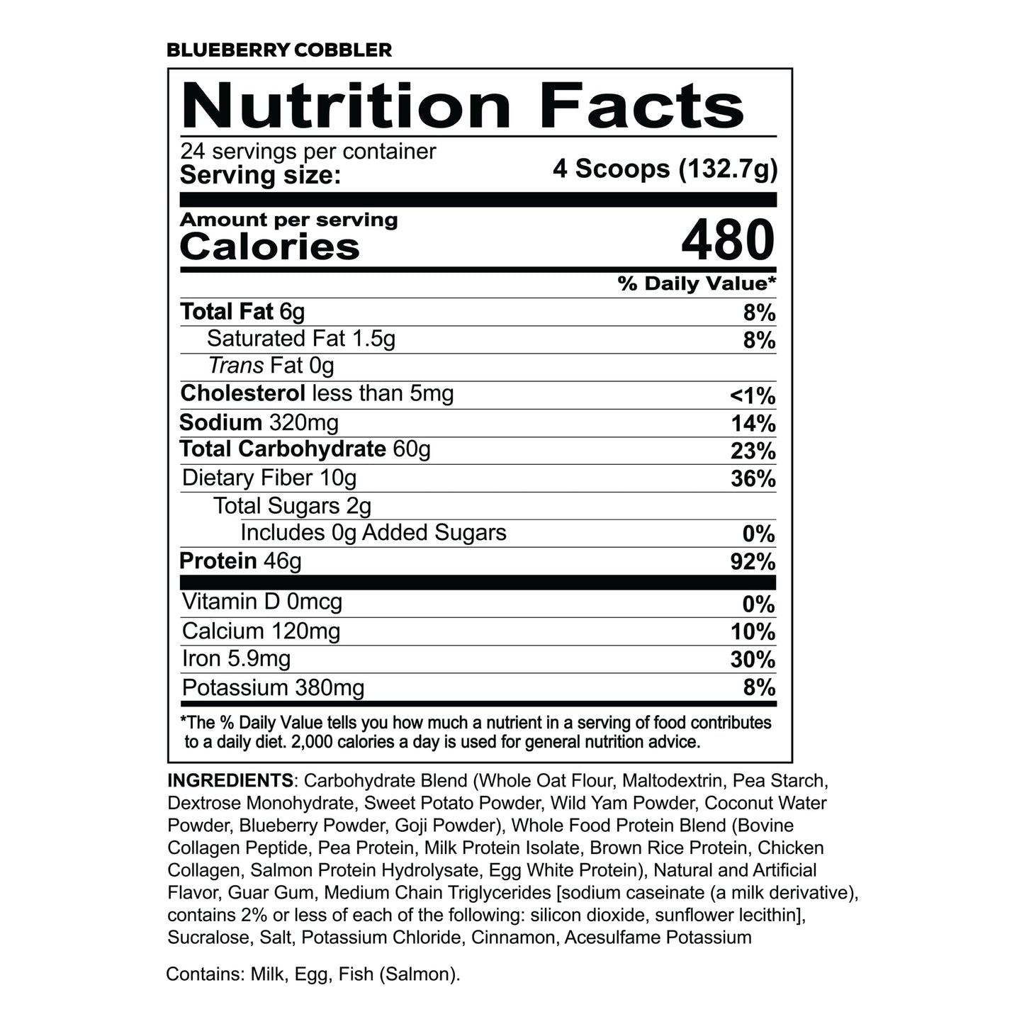 REDCON1 MRE Whole Food Protein Powder Blueberry Cobbler, 24 Servings