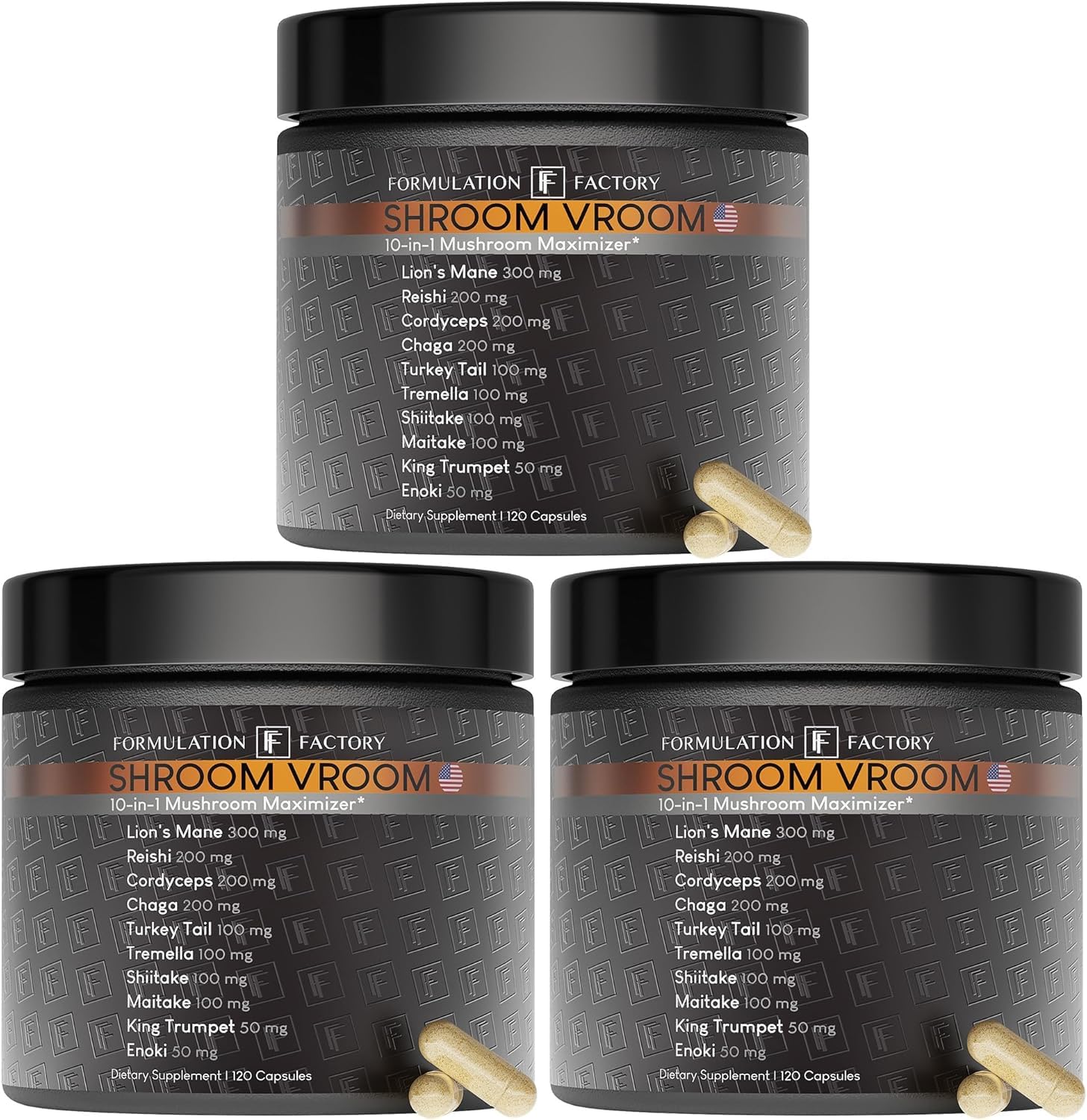 Formulation Factory Shroom Vroom 10-in-1 Mushroom Complex Capsules, 360 Count