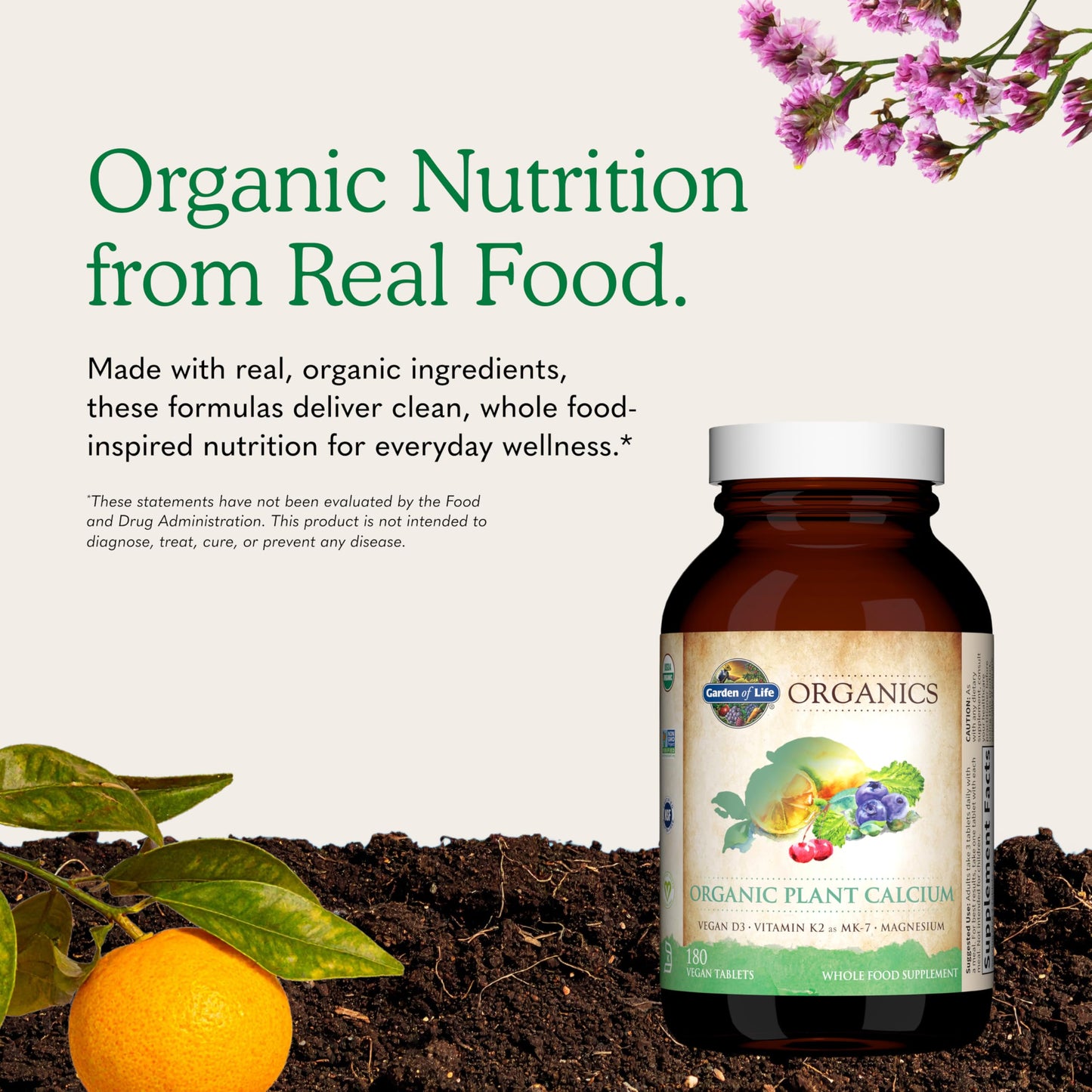 Garden of Life Organics Plant Calcium Supplement Tablet 180