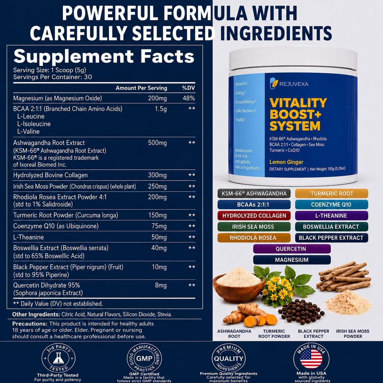 Rejuvexa Cortisol & Stress Support Power Drink Powder 5.29 Ounces