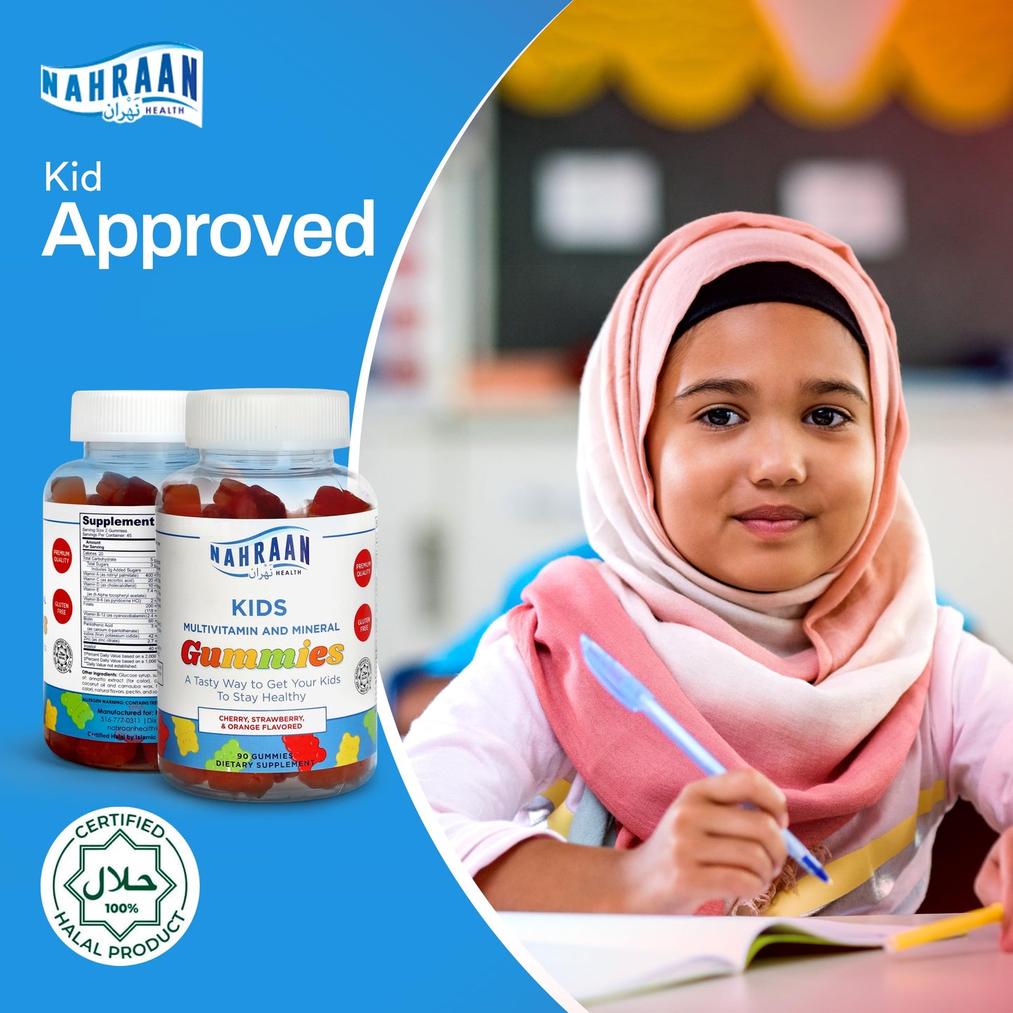 NAHRAAN HEALTH Halal Multivitamins for Kids Gummies 90 Count