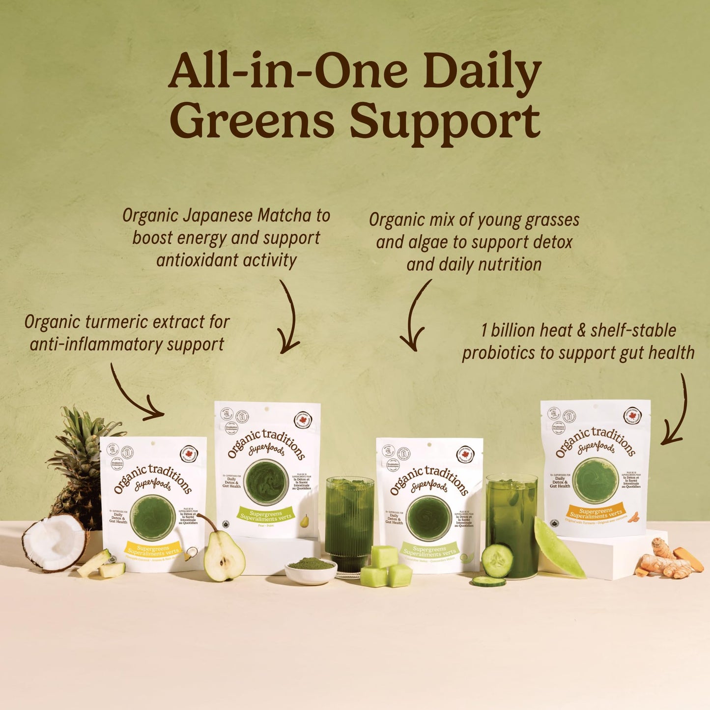 Organic Traditions Super Greens Powder with Turmeric 3.5 oz