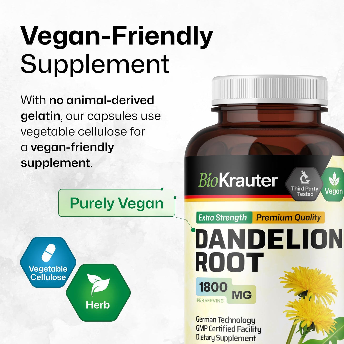 BIO KRAUTER Dandelion Root Capsules, 250 Count
