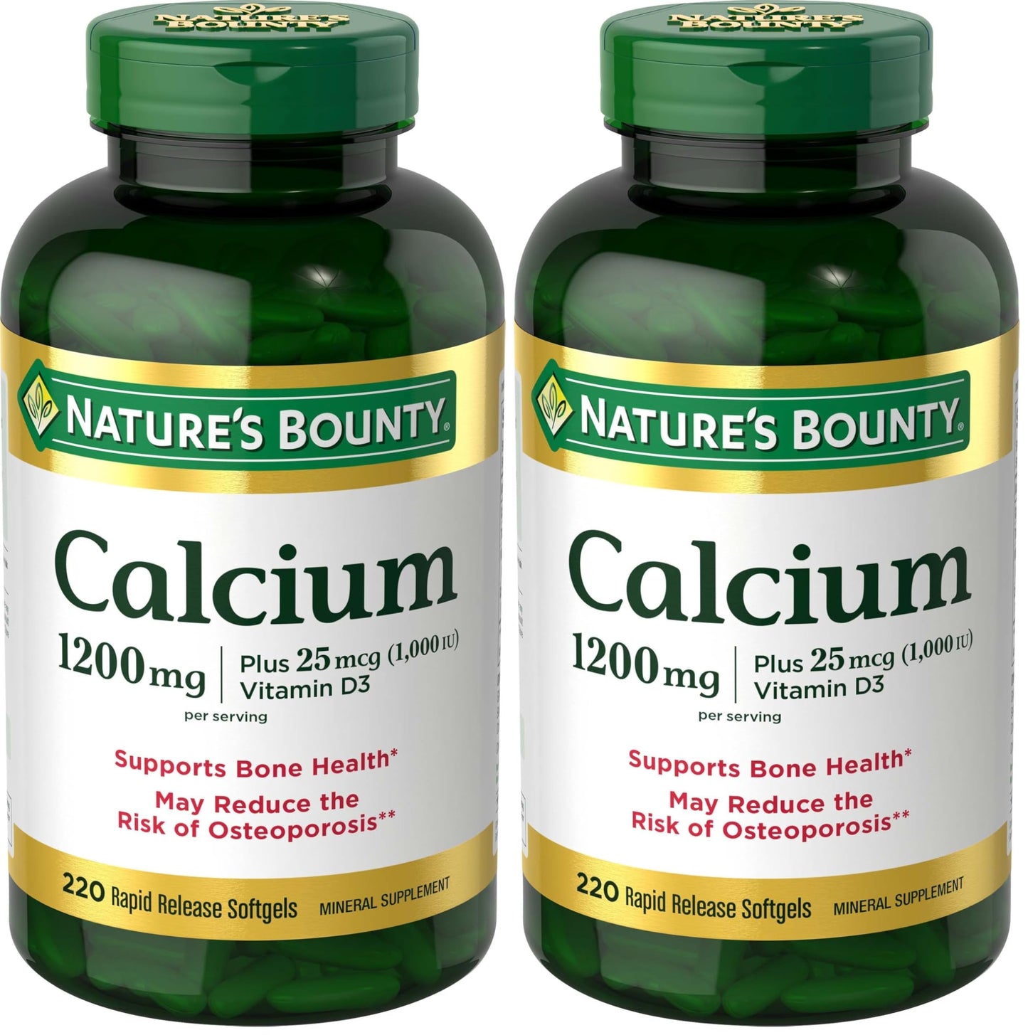 Nature's Bounty Calcium 1200 mg with Vitamin D3, Bone Health & Immune Support Softgels, 440 Softgels