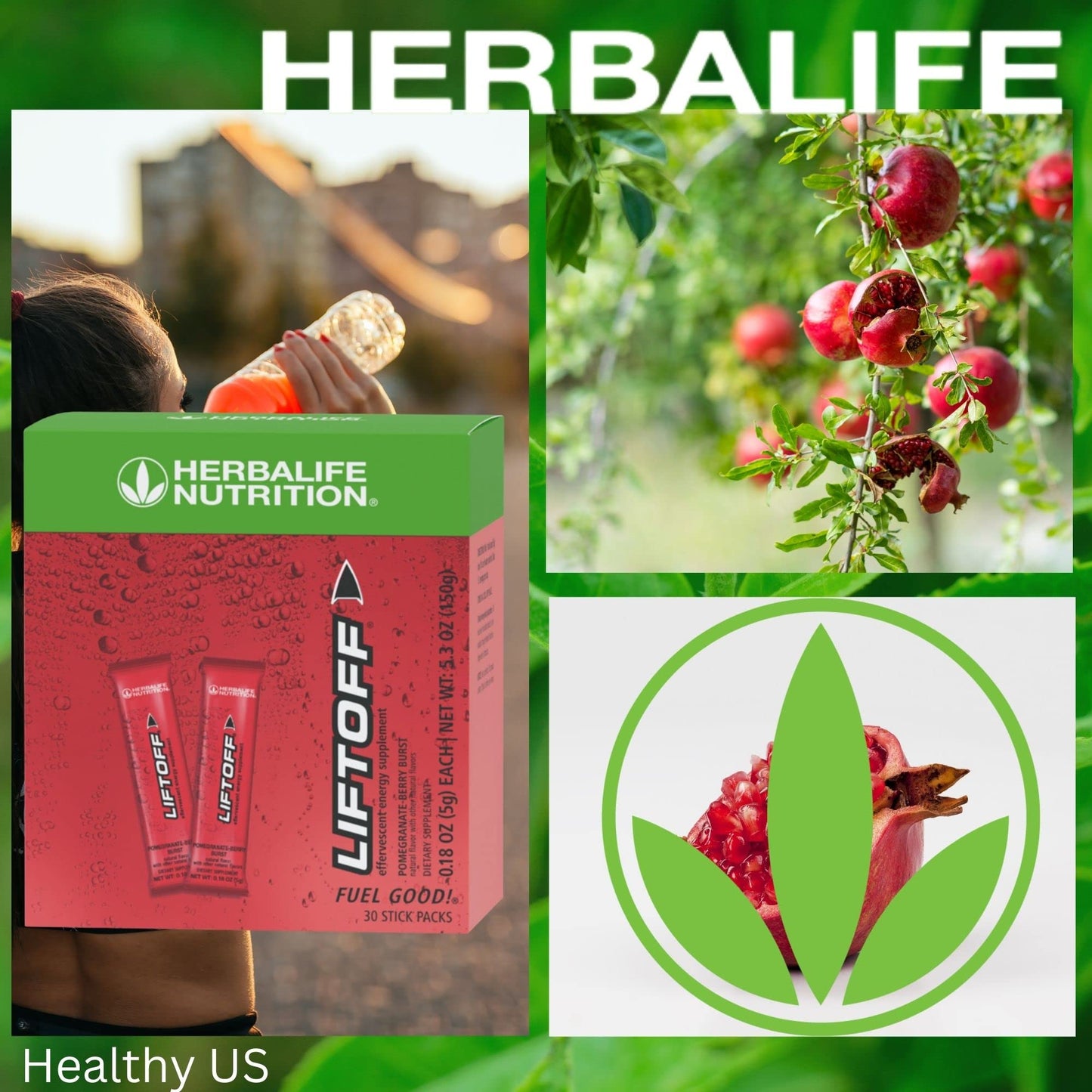 Herbalife Liftoff Pomegranate-Berry Burst Powder 5.3 Ounce