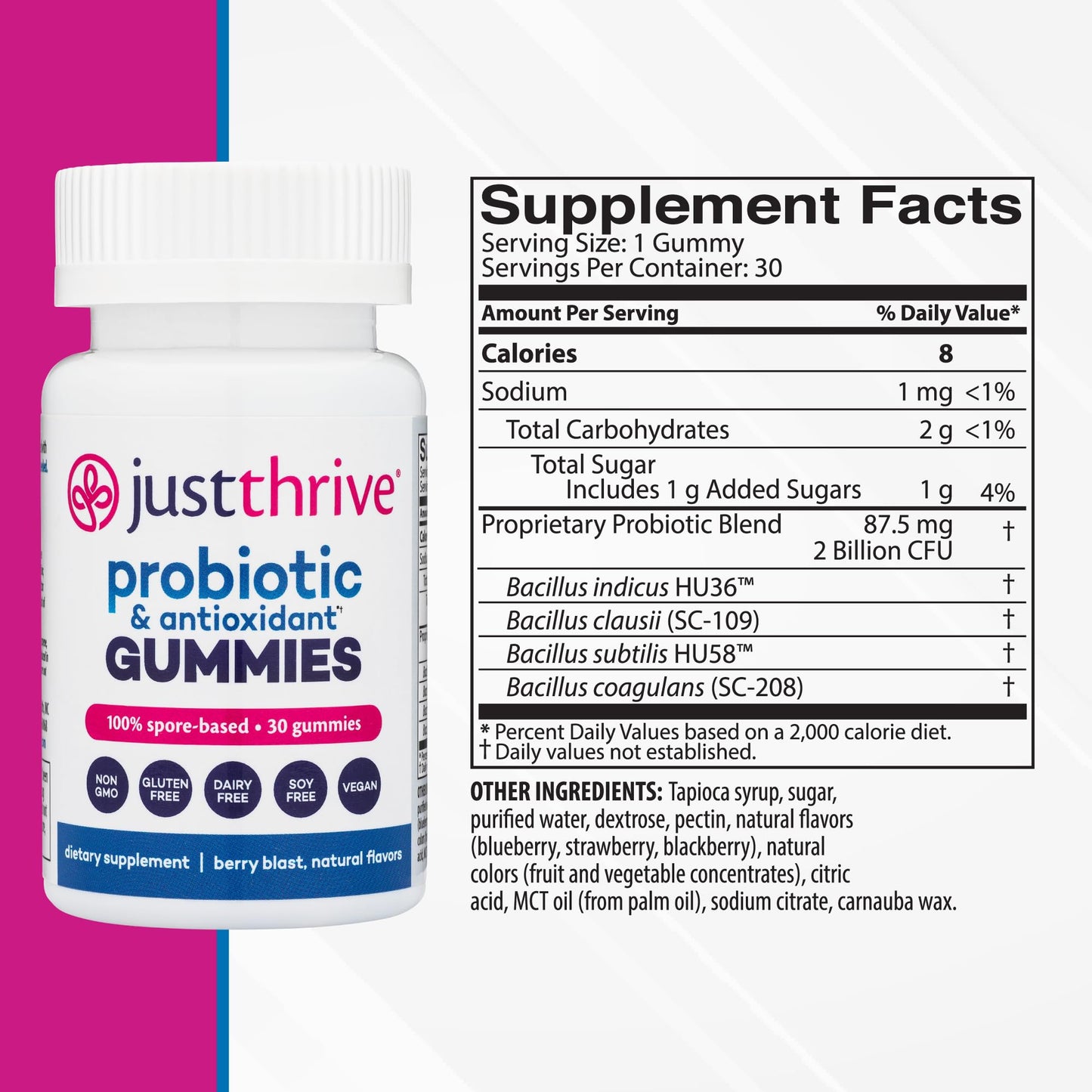 Just Thrive Probiotic Gummies 30 Count