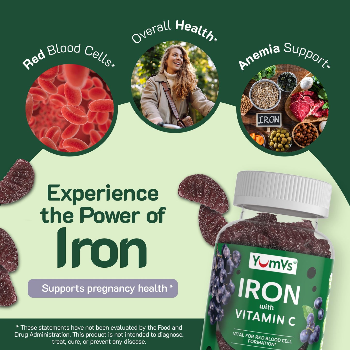 YUM-V'S Iron Gummies Gummy, 120 Count