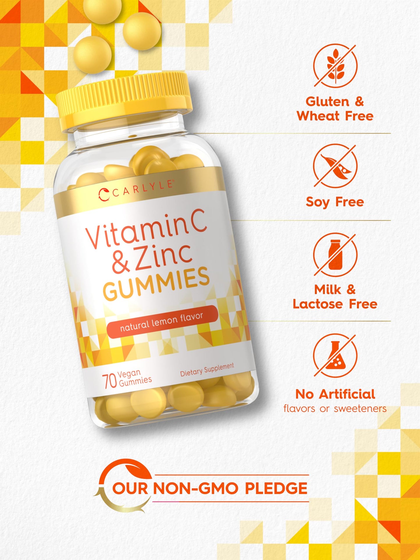 Carlyle Vitamin C and Zinc Gummies, 70 Count