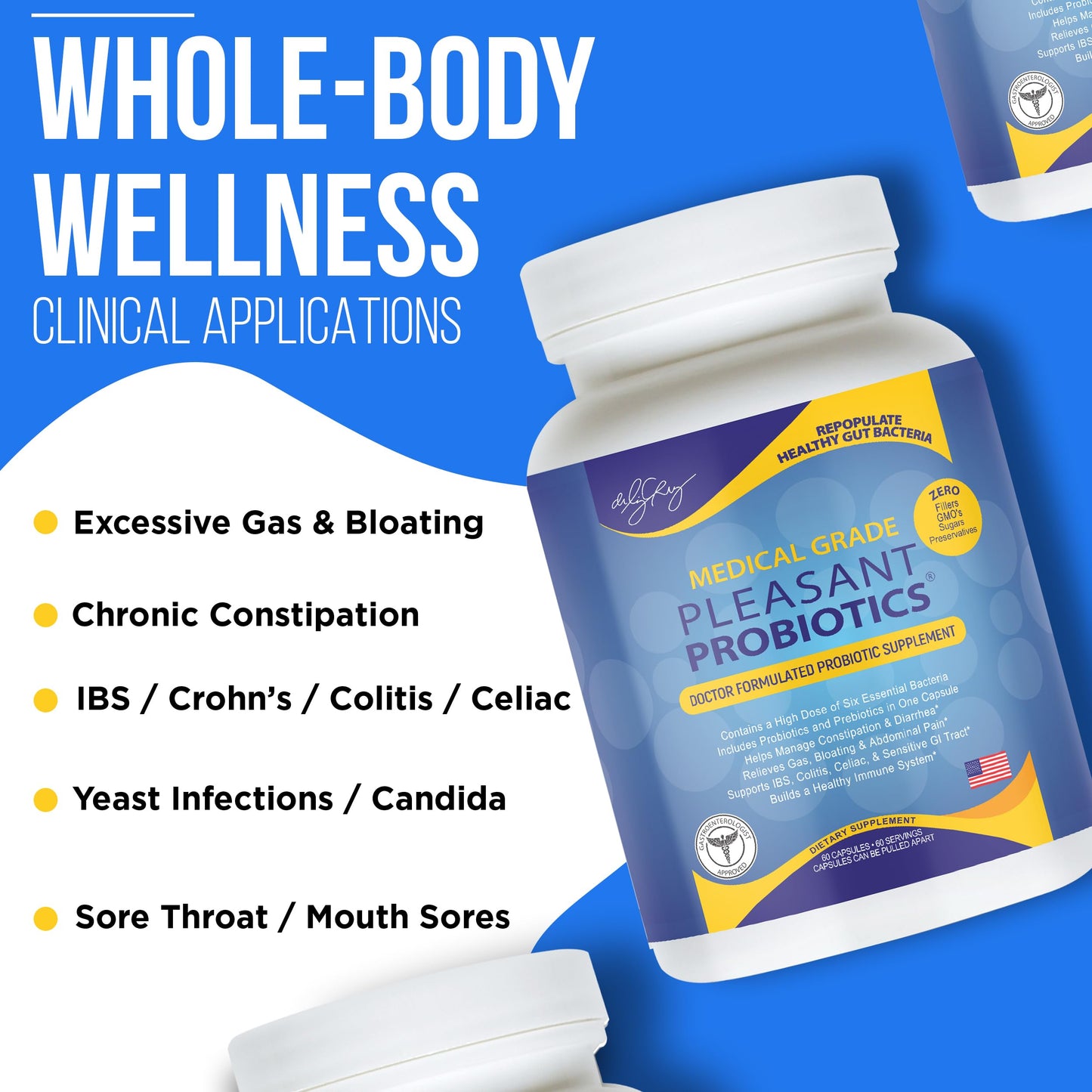 Dr. Liz Cruz Pleasant Probiotics for Women, Men, and Children Dietary Supplements with Proprietary Probiotic & Prebiotic Blend Capsule 1 Count