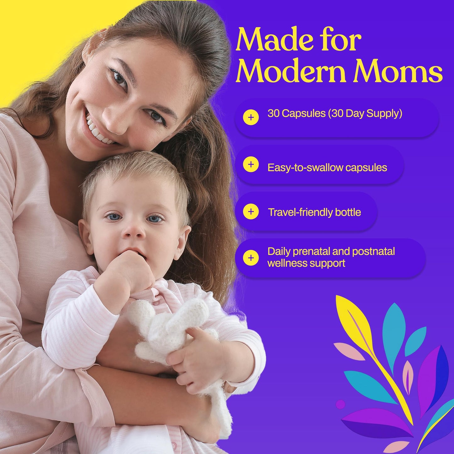 Mama's Select Methylfolate + B12 for Pregnancy & Breastfeeding – 5-MTHF Folate + Methylcobalamin – Supports Baby’s Brain Development & Healthy Folate Levels – MTHFR Friendly – Vegan 30 Capsules
