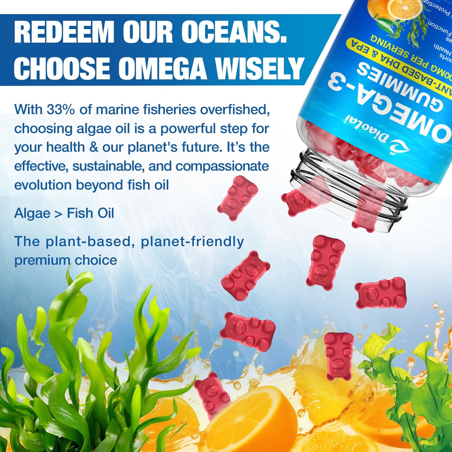 DIAOLAI Vegan Omega-3 Gummies 2-Pack