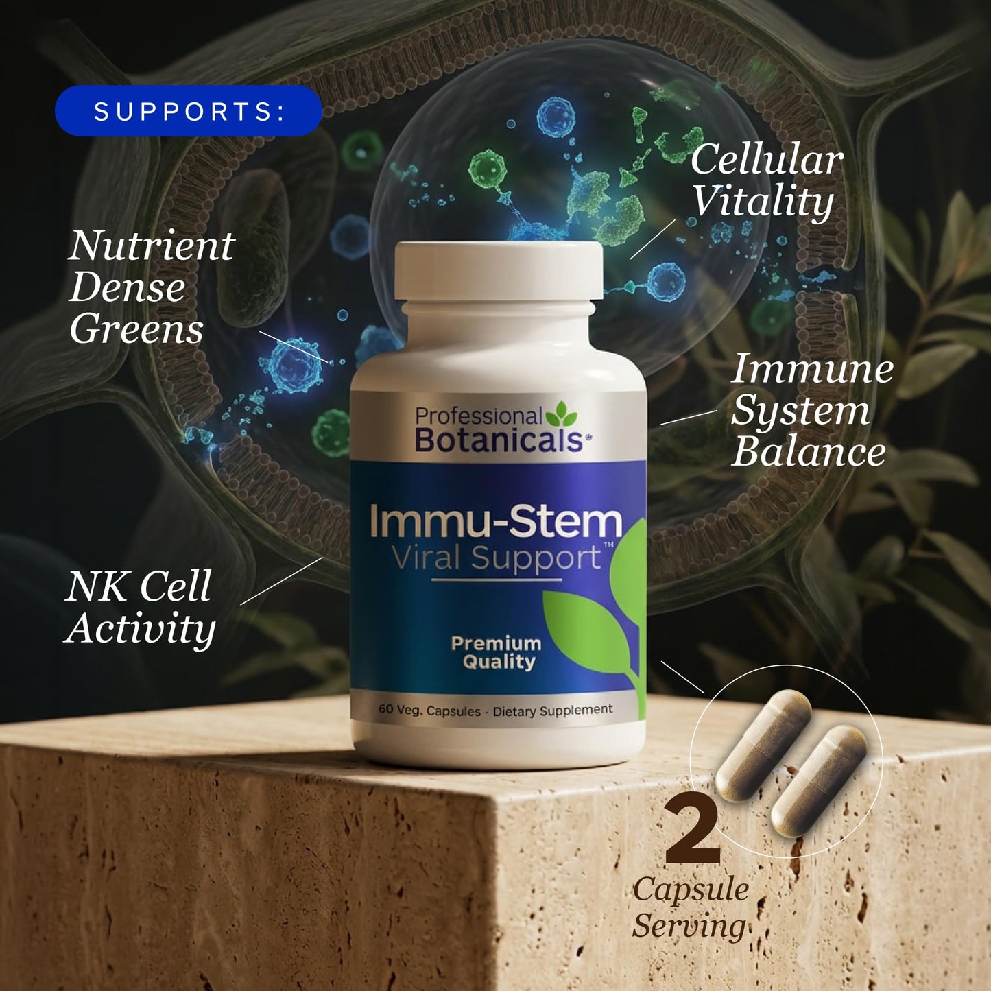 Professional Botanicals Immu-Stem Viral Support Green Complex Capsule 1 Count