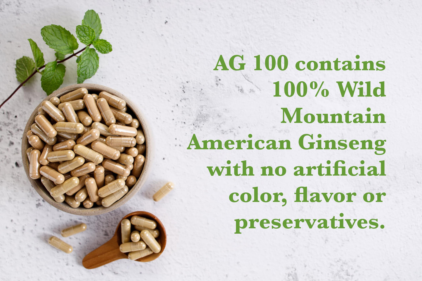 AG 100 100% Pure Wild American Ginseng Capsules, 30 Count