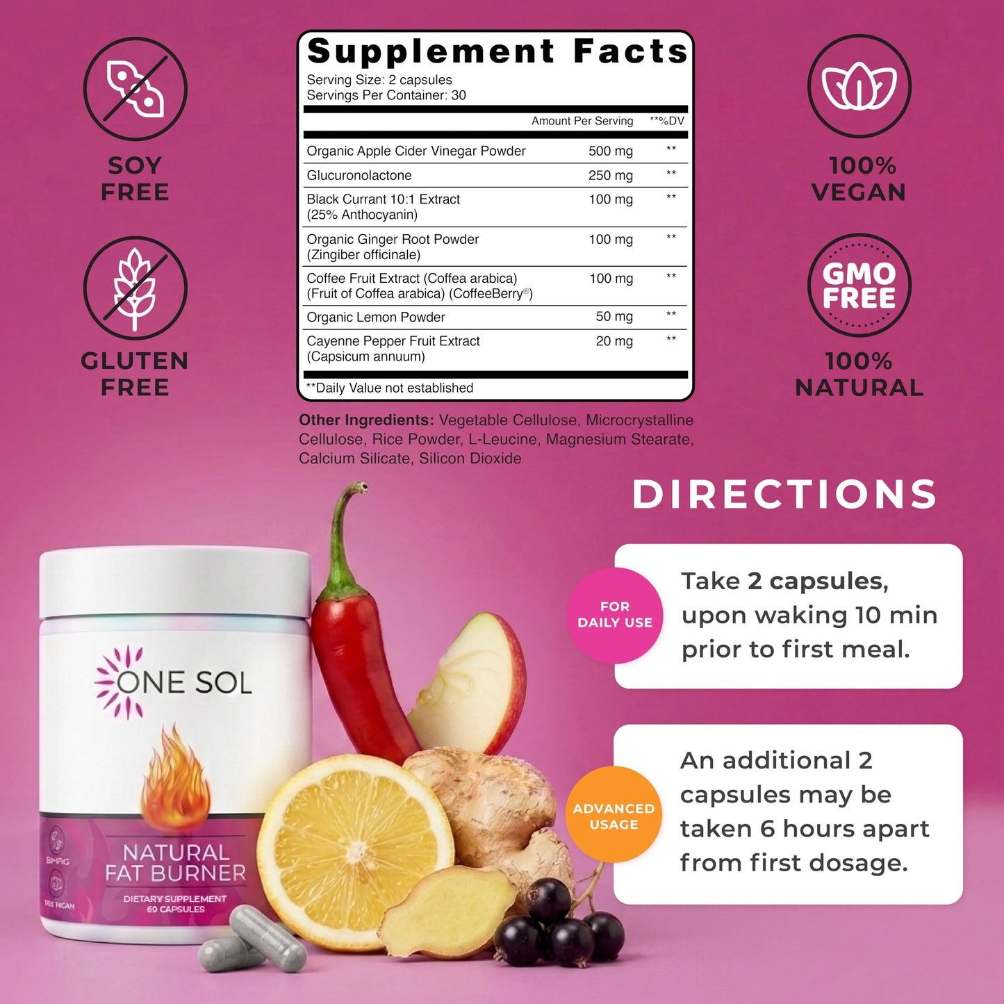 One Sol Fat Burner for Women Capsule 60 Count