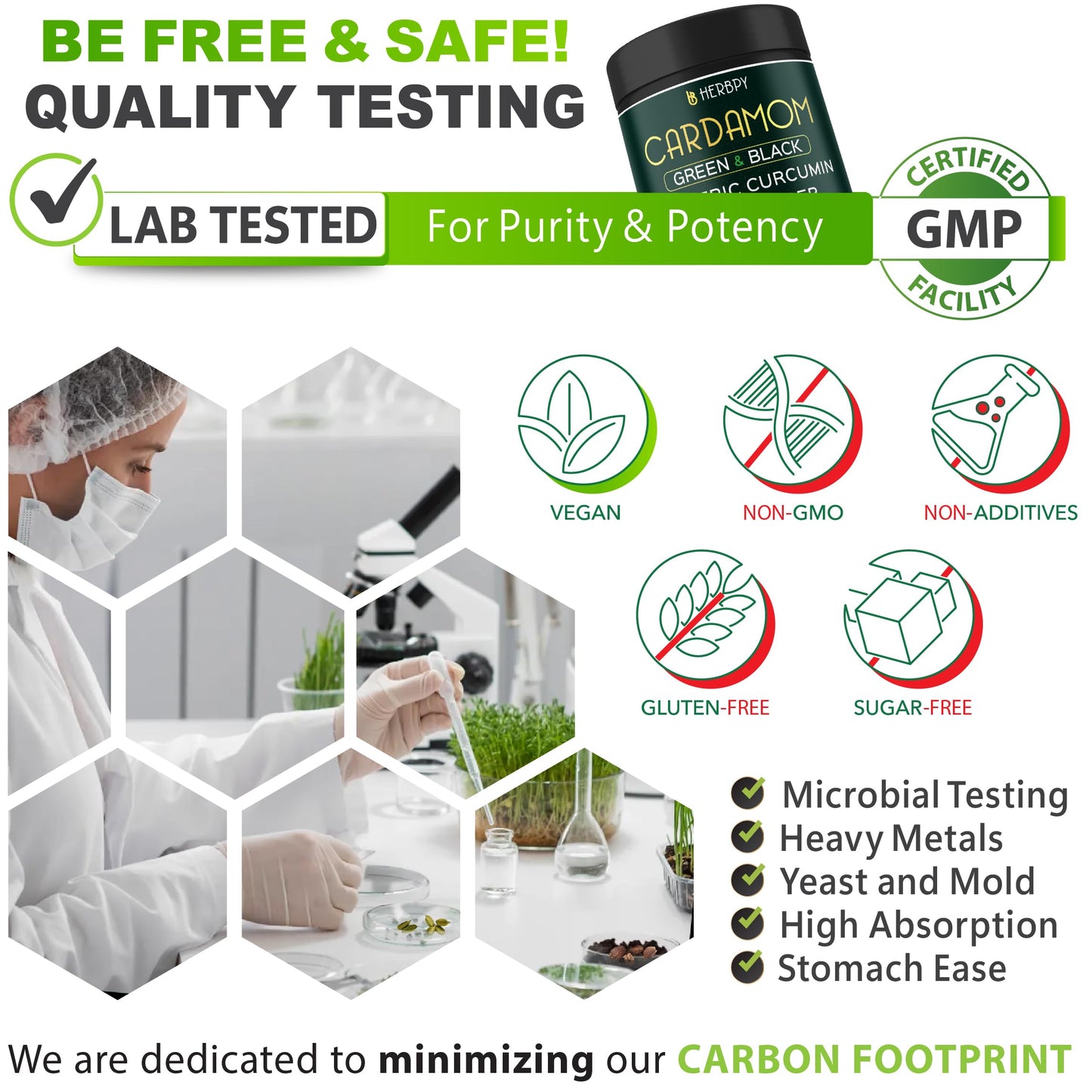 Herbpy 4in1 Cardamom Powder Capsules for Digestive & Natural Inner Wellness, 100 Capsules