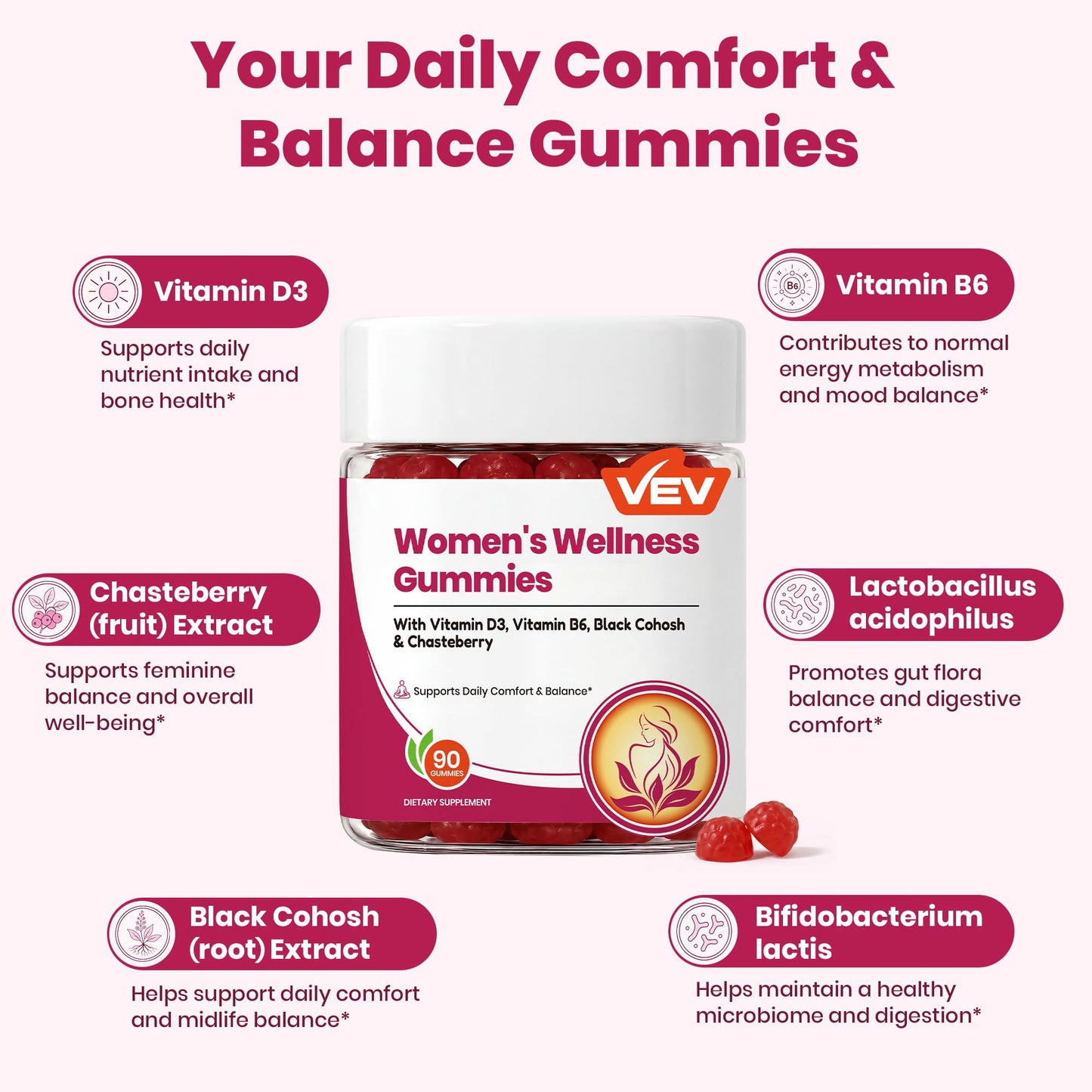 VEV Women's Wellness Gummies 90 Count