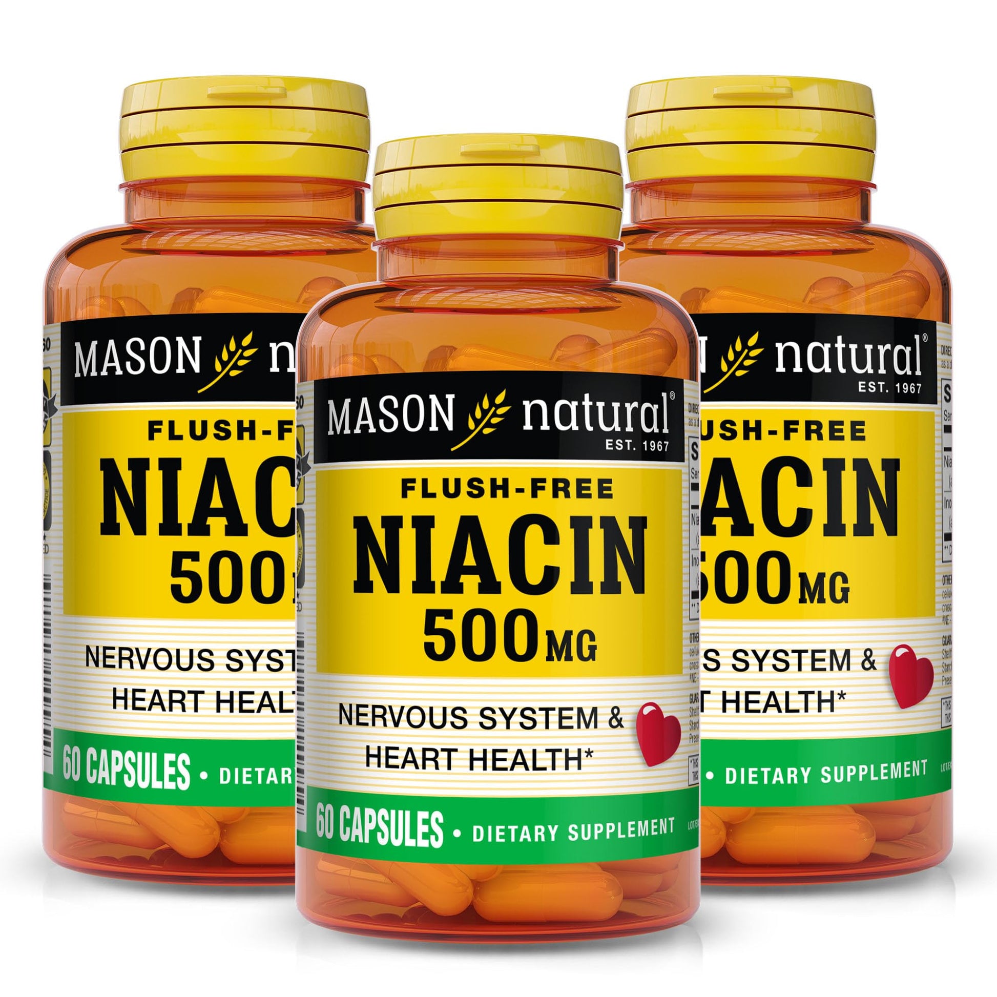 Mason Natural Niacin 500 mg Flush-Free Capsules, 180 Count