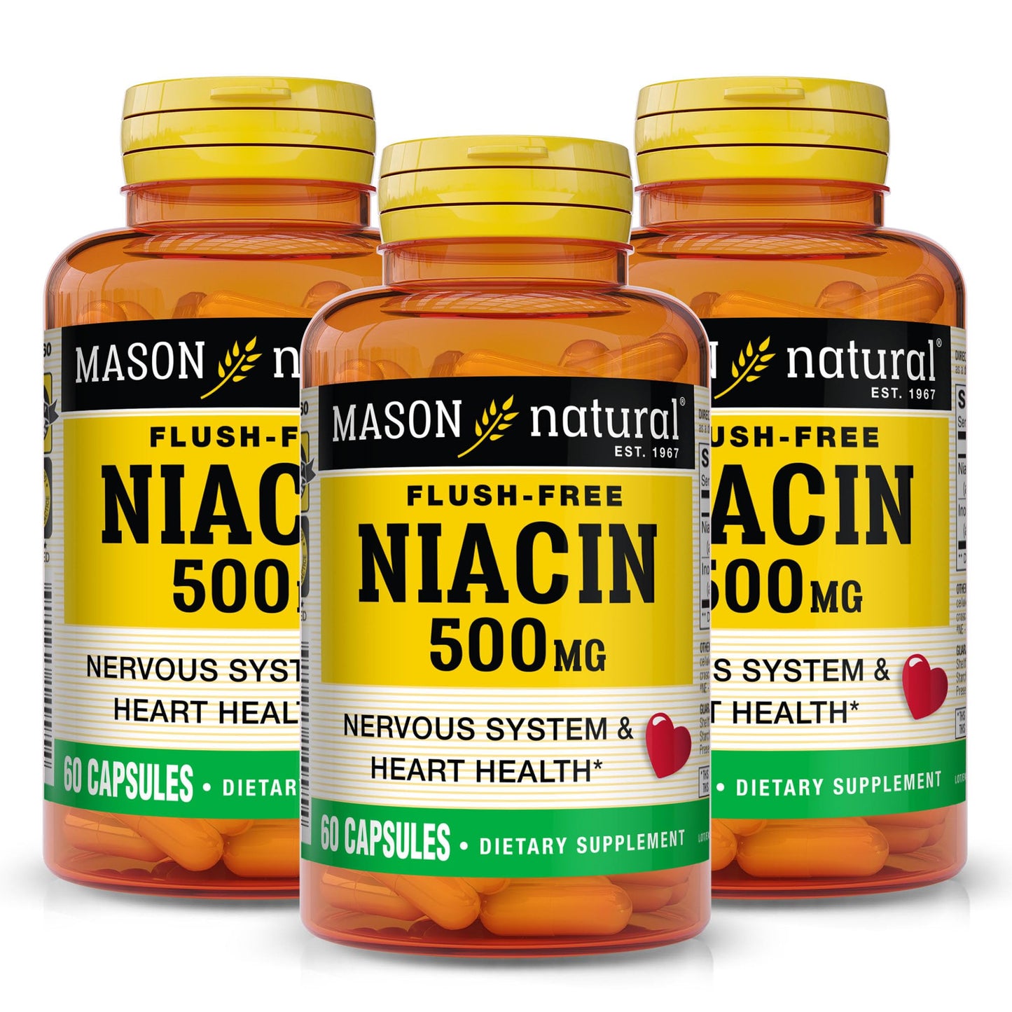 Mason Natural Niacin 500 mg Flush-Free Capsule, 180 Capsules