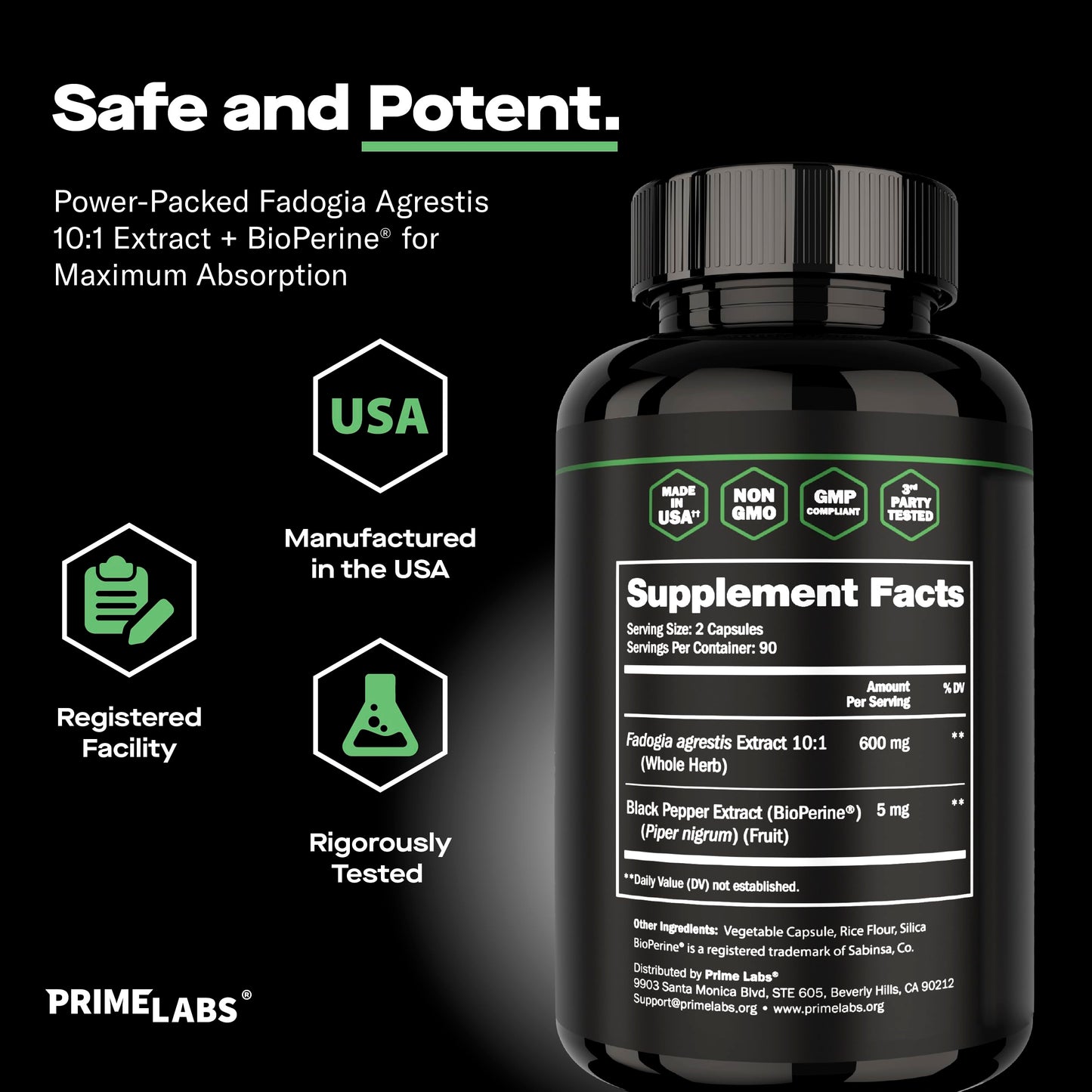 Prime Labs Fadogia Agrestis for Men Capsules, 180 Capsules