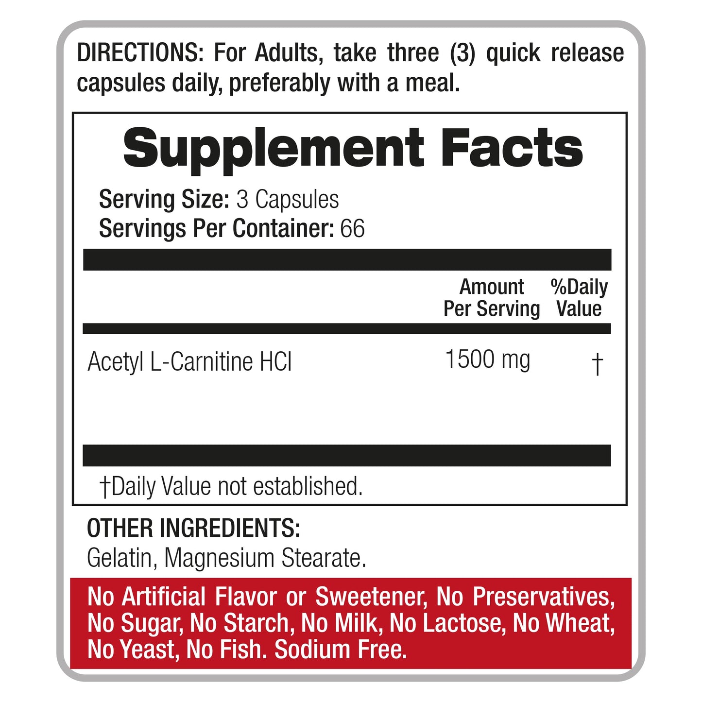 FITO MEDIC'S Lab L-Carnitine Supplement Acetyl L-Carnitine Formula Capsule, 200 Capsules