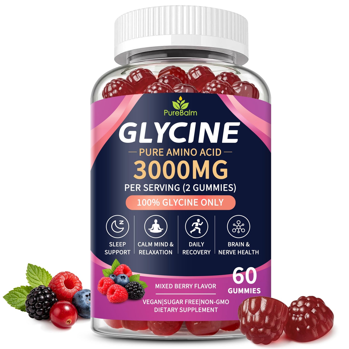 PureBalm Glycine Gummies 60 Count