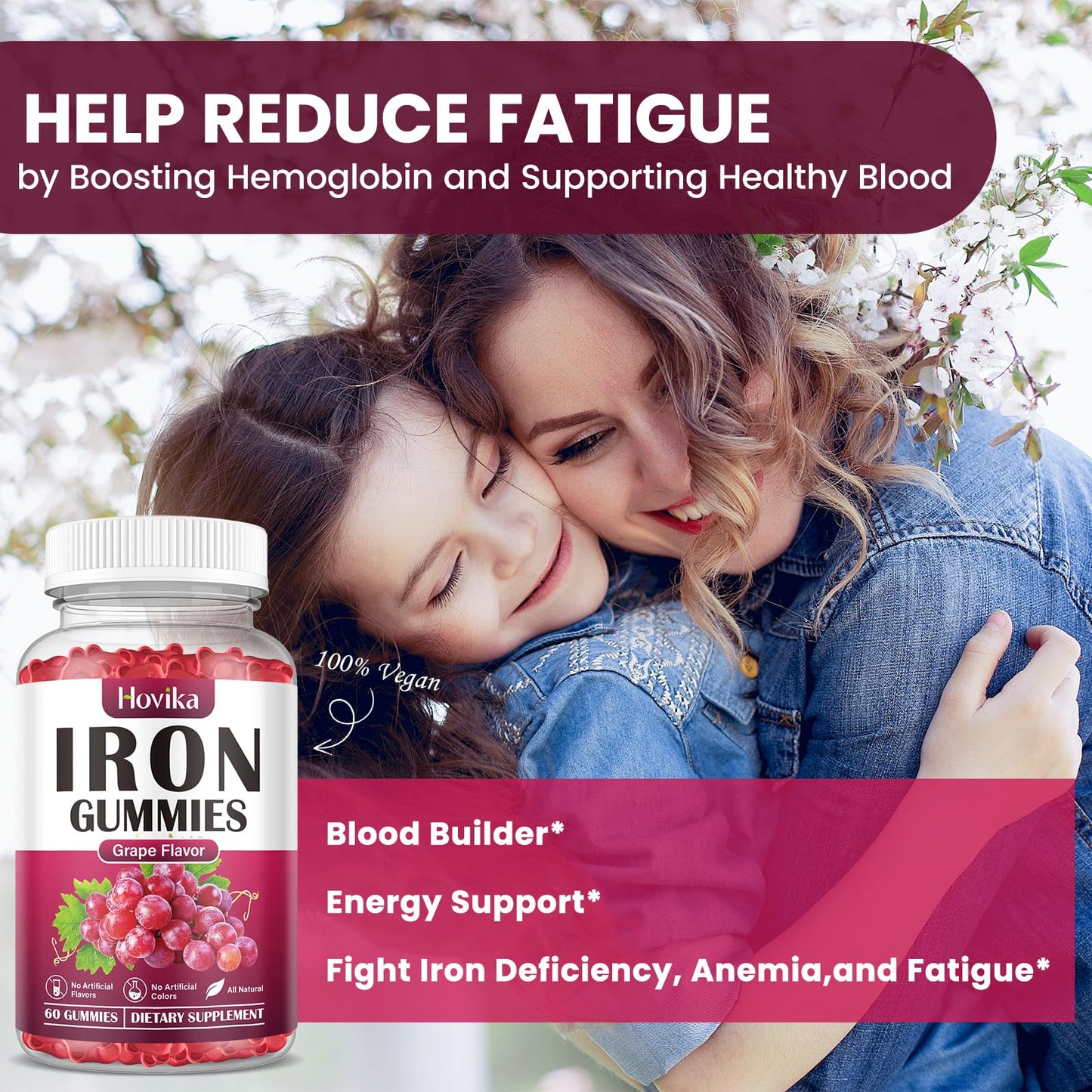 Hovika Iron Gummies Supplement for Women & Men, 60 Gummies