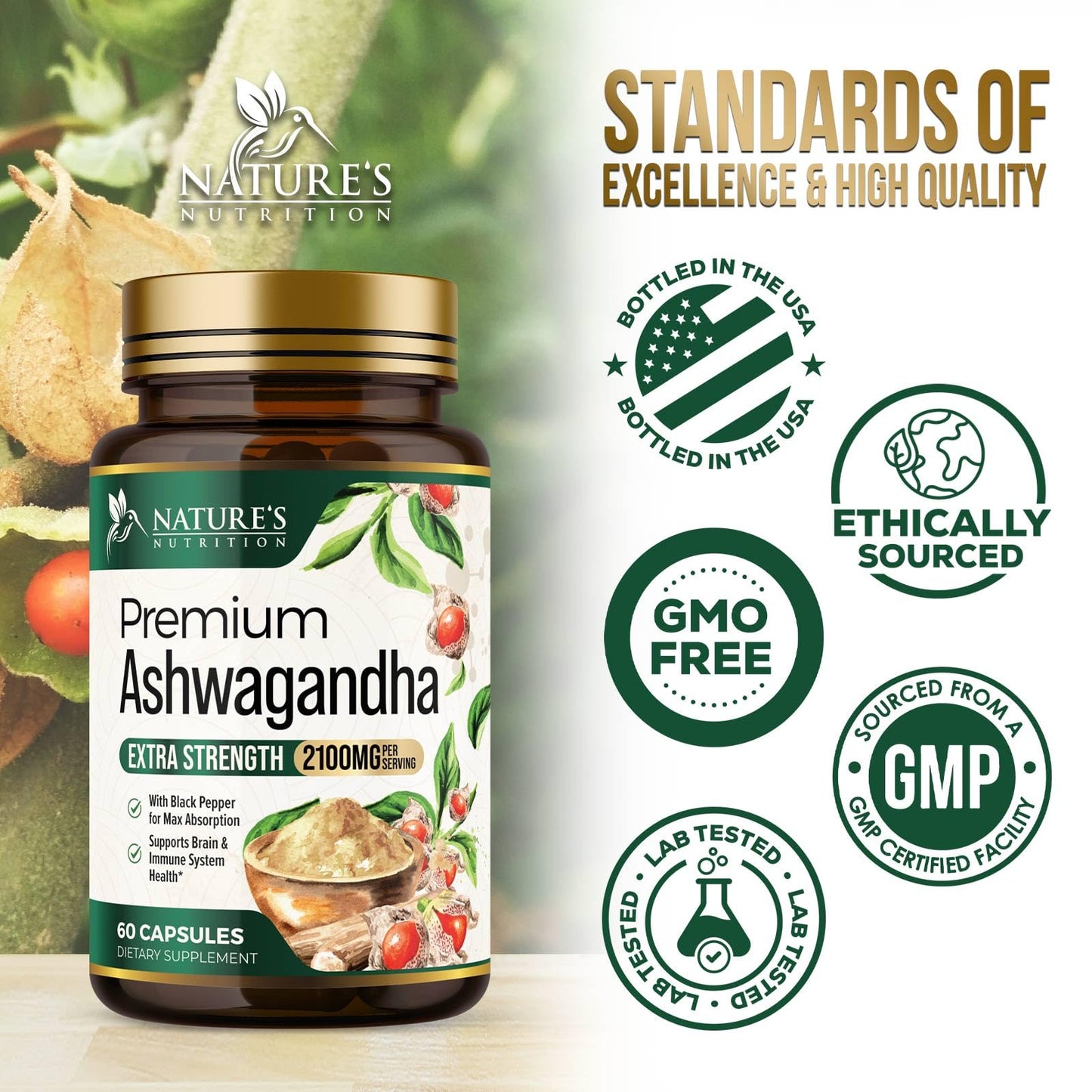 Nature's Nutrition Ashwagandha 60 Capsules