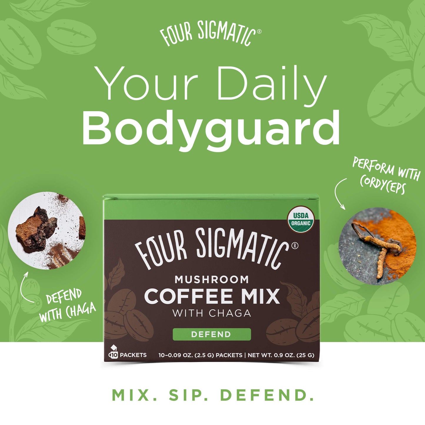 Four Sigma Foods Lion's Mane Mushroom Elixir with Organic Instant Coffee Powder 1