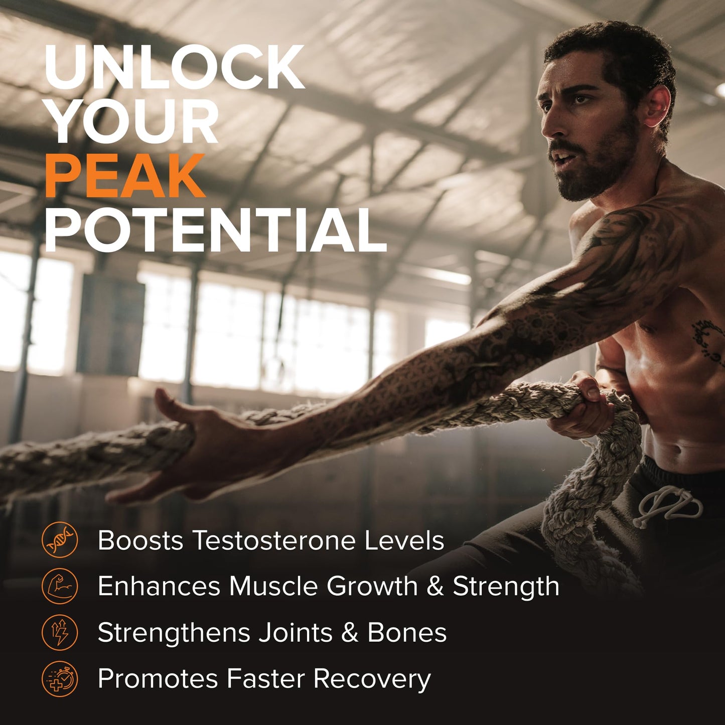 STRIVLABS Peak Potential 12-in-1 Testosterone Support for Men – Fenugreek, Ashwagha & Tongkat Ali – Natural Strength, Energy & Muscle Builder – 90 Capsules