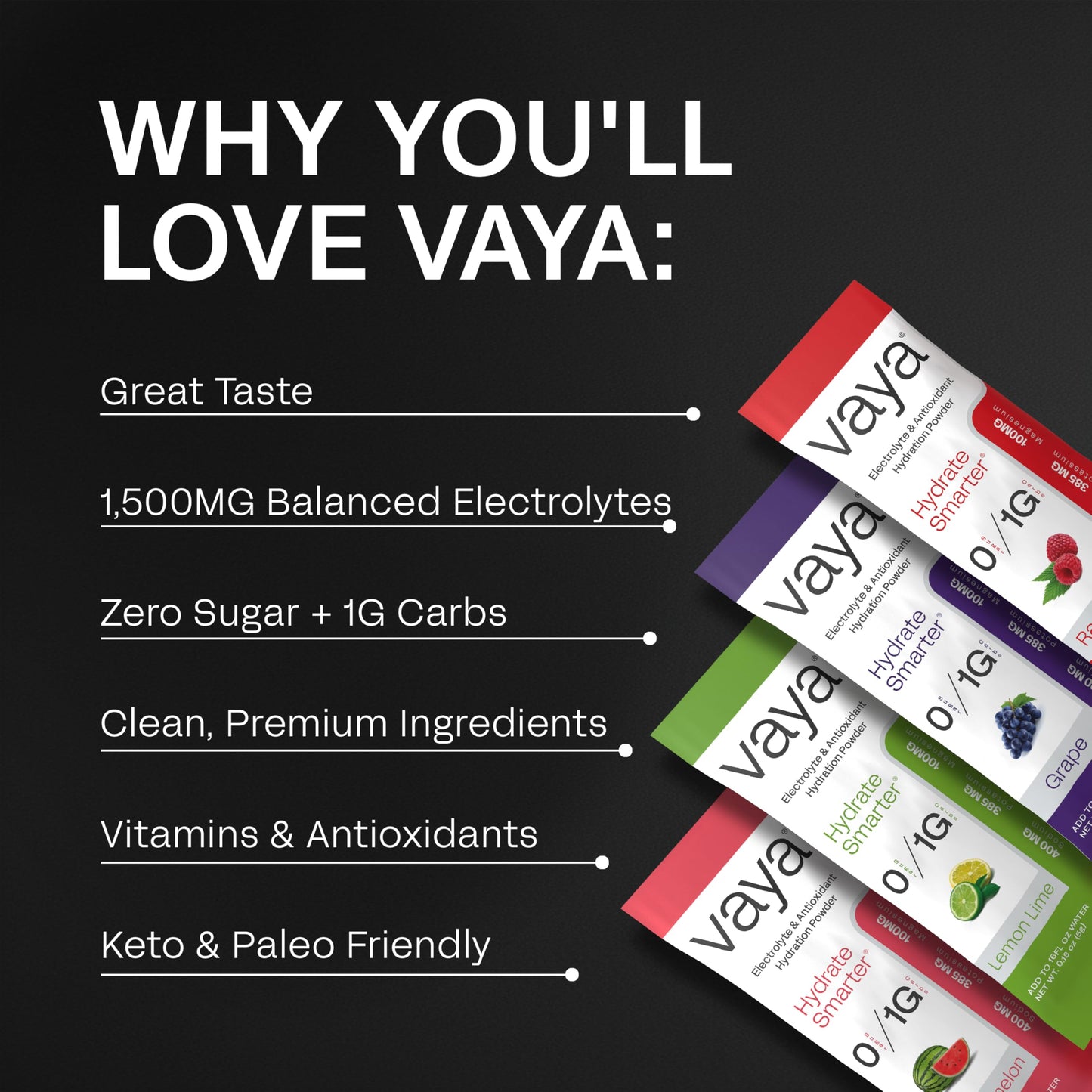 Vaya Sugar Free Electrolyte Powder Packets Variety Pack 24 Pack