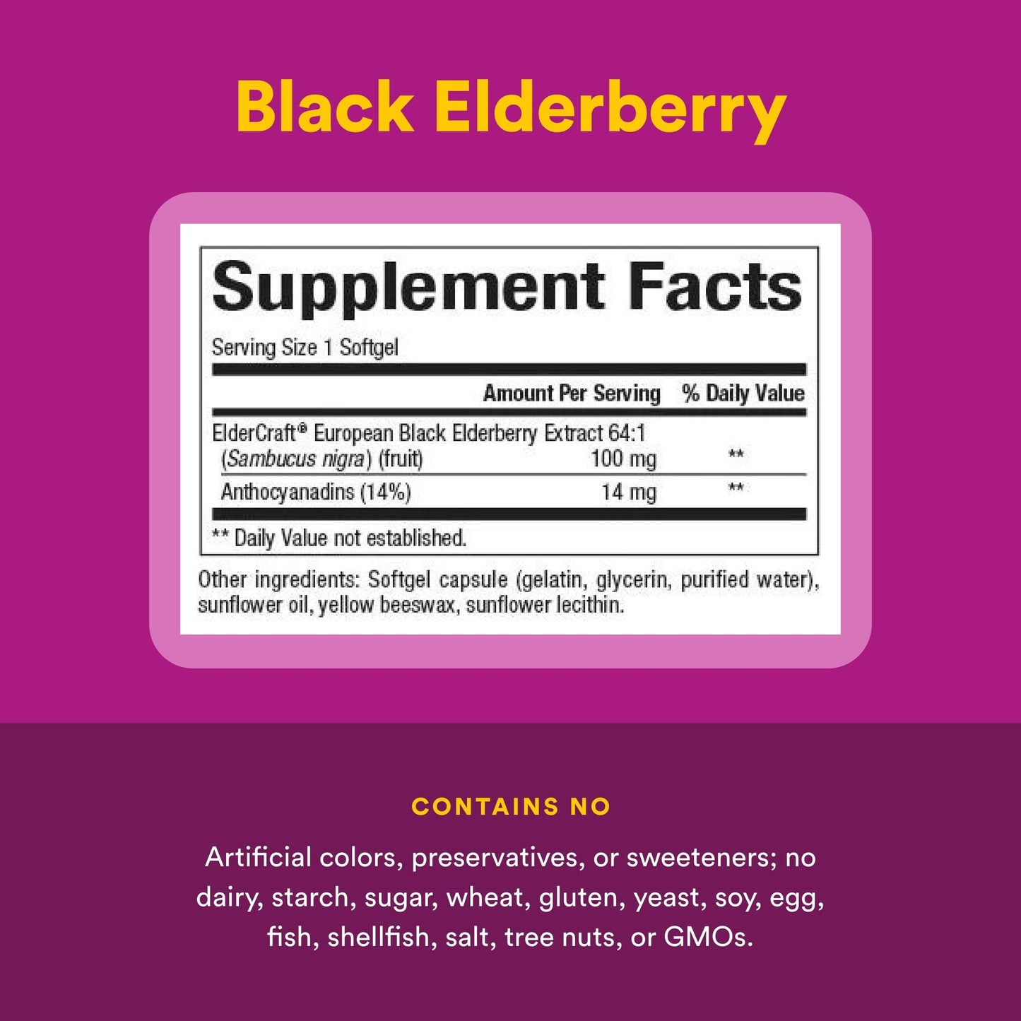 Natural Factors Sambucus Black Elderberry Standardized Extract Softgels 120