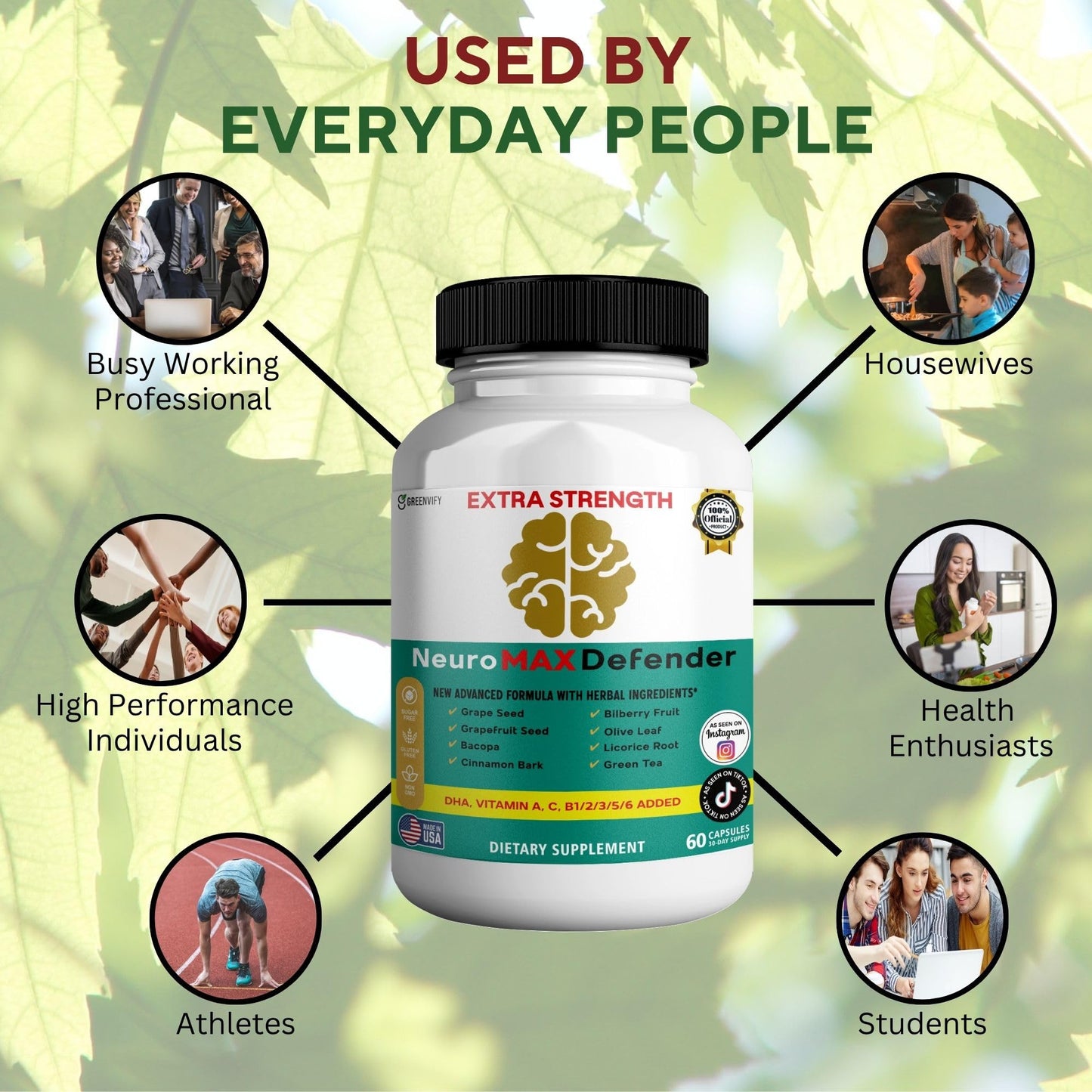 GREENVIFY NeuroMAX Defender Extra Strength Brain Support Supplement with Herbal Blend Capsule 60