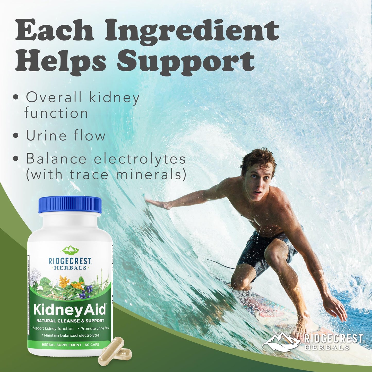 RidgeCrest Herbals KidneyAid Kidney Health Support Capsule, 60 Capsules