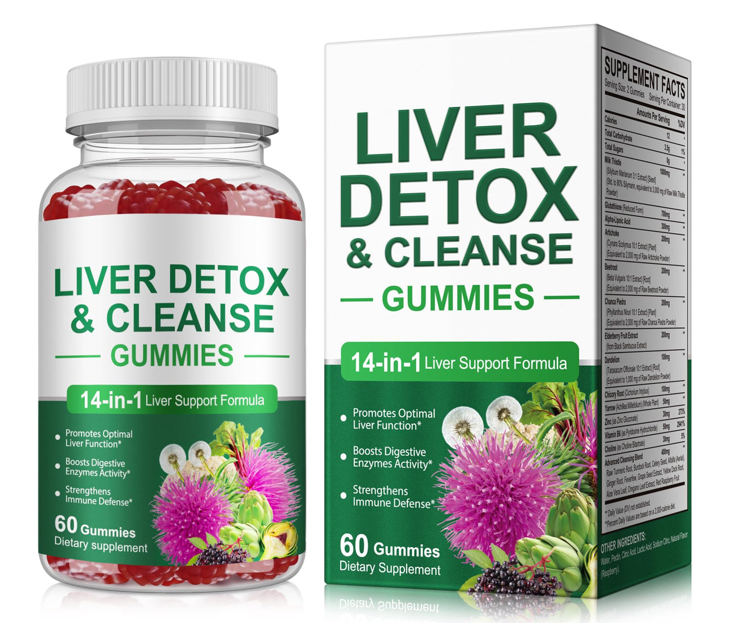 YHFGTTIO Milk Thistle Gummy, Liver Support Supplement, 60 Count