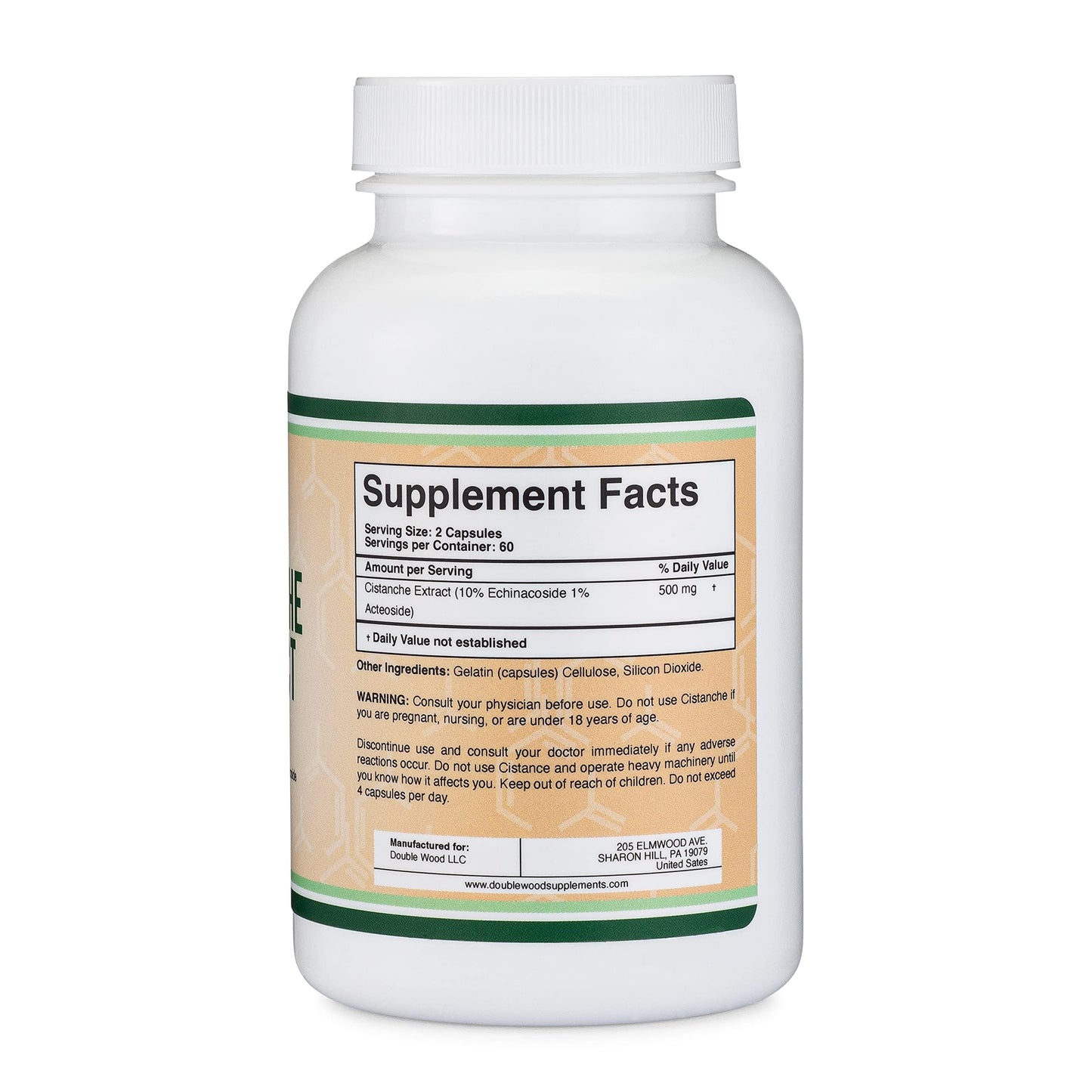 Double Wood Supplements Cistanche Tubulosa Extract 500mg Capsule, 120 Count