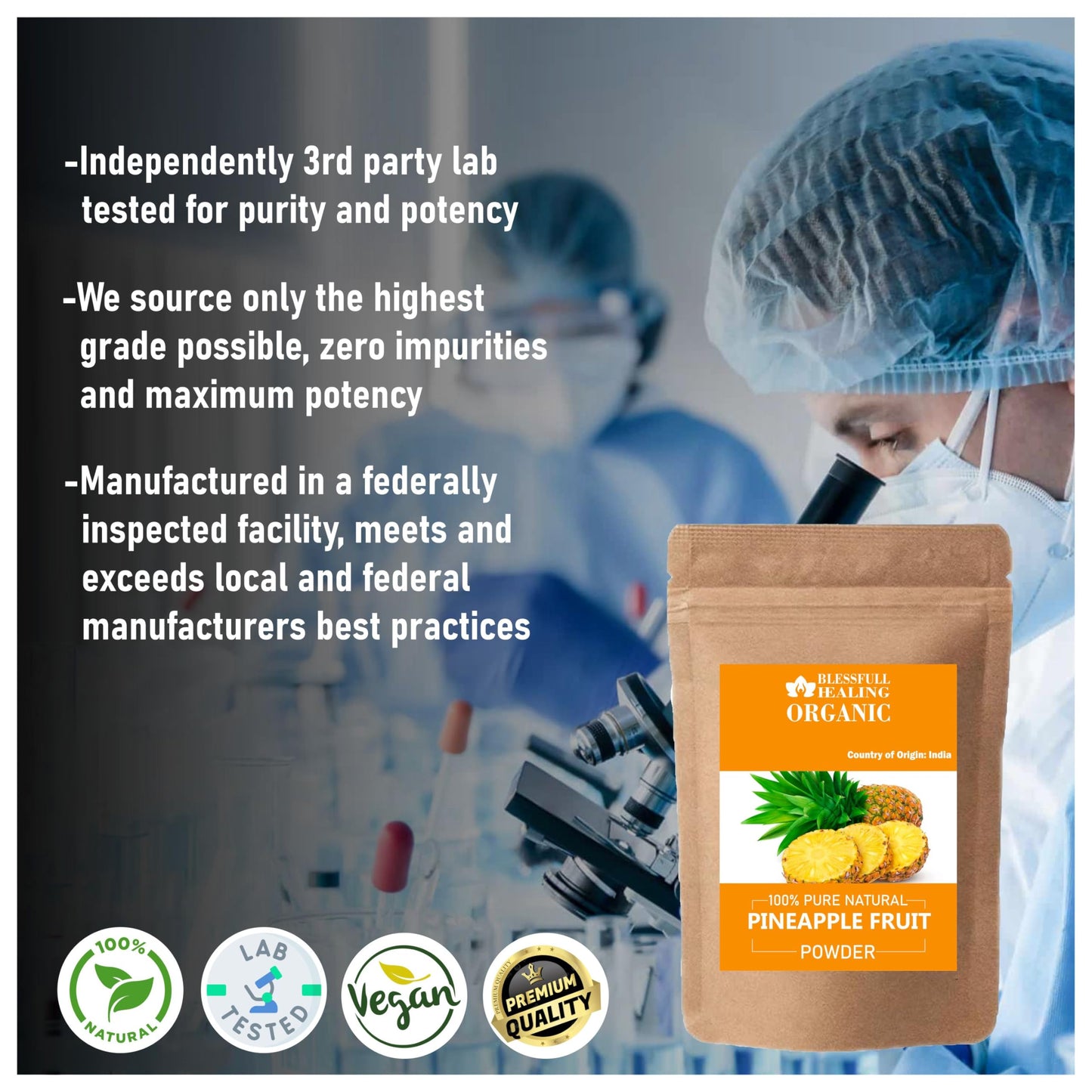 Blessfull Healing Organic Pineapple Fruit Powder 200 Gram