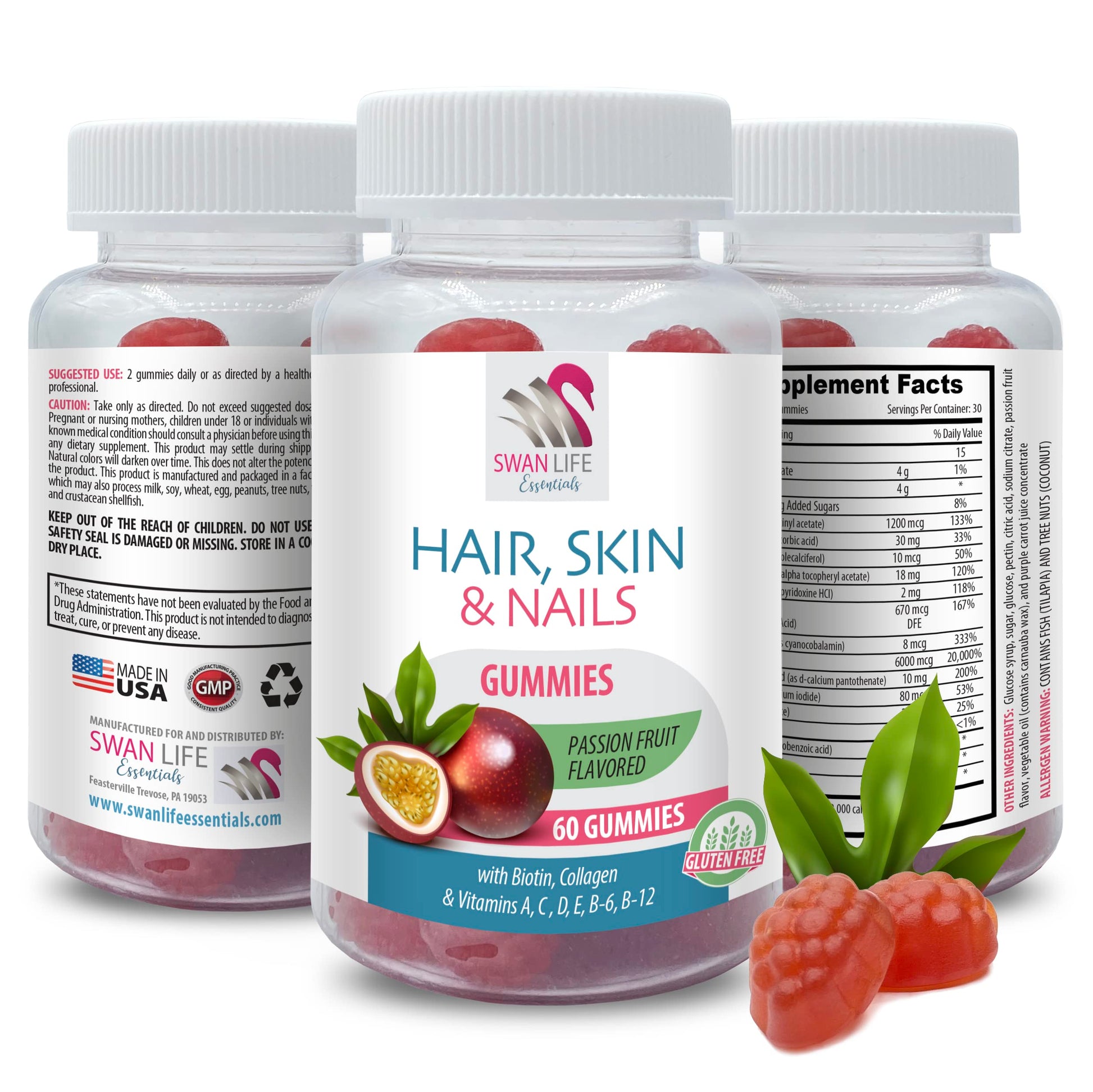 SWAN LIFE ESSENTIALS Biotin Gummies 60 Count
