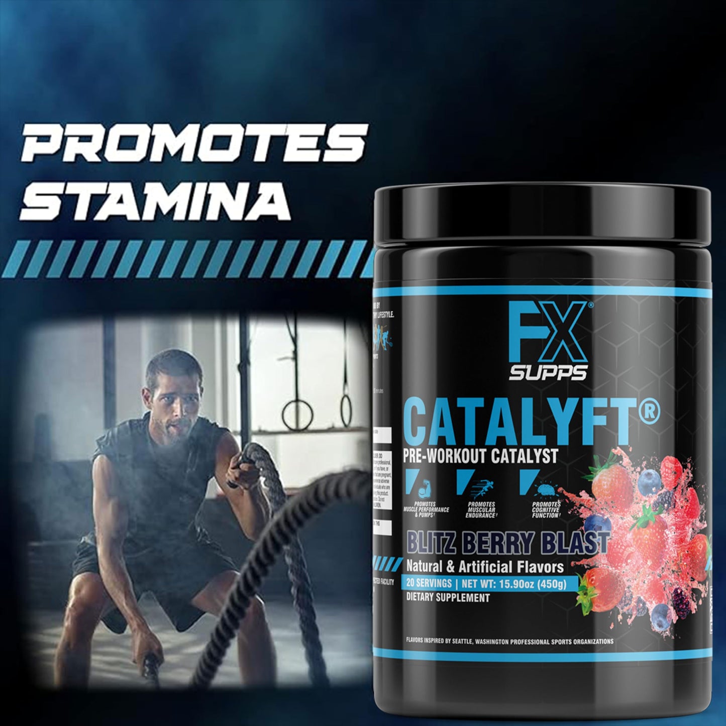 FXSUPPS Catalyft Pre-Workout Powder Blitz Berry Blast 18.9