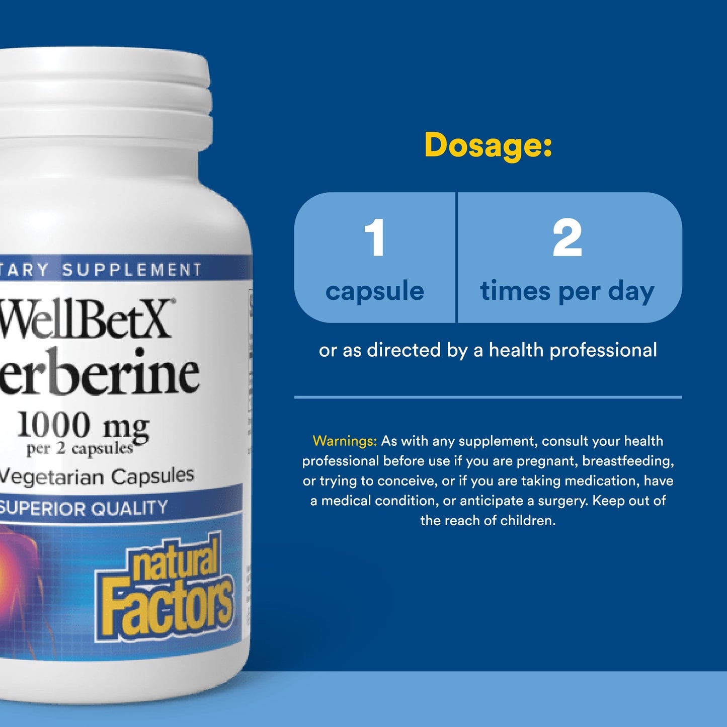 Natural Factors WellBetX Berberine Capsules, 60 Count