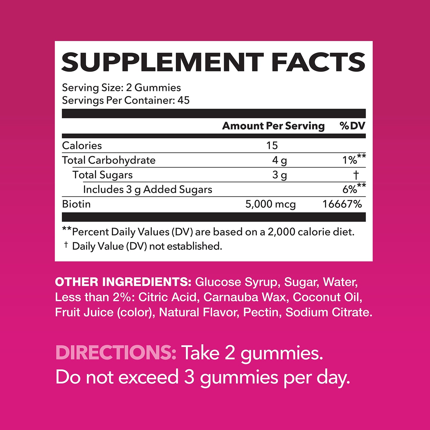 HAVASU NUTRITION Biotin 5000mcg Gummies - Hair, Skin and Nails - Vitamin B7 - Strawberry, 90 Count