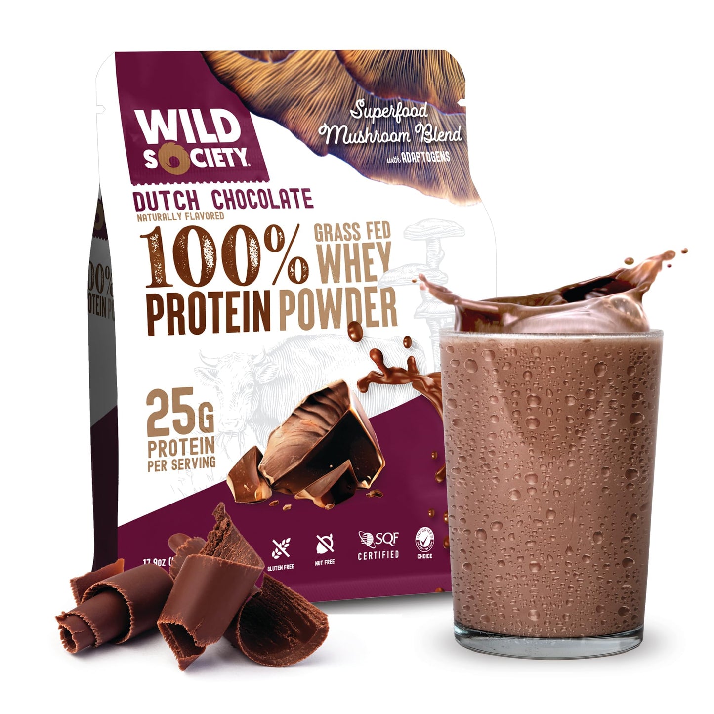 WILD SOCIETY Whey Protein Powder Dutch Chocolate, 17.9 oz