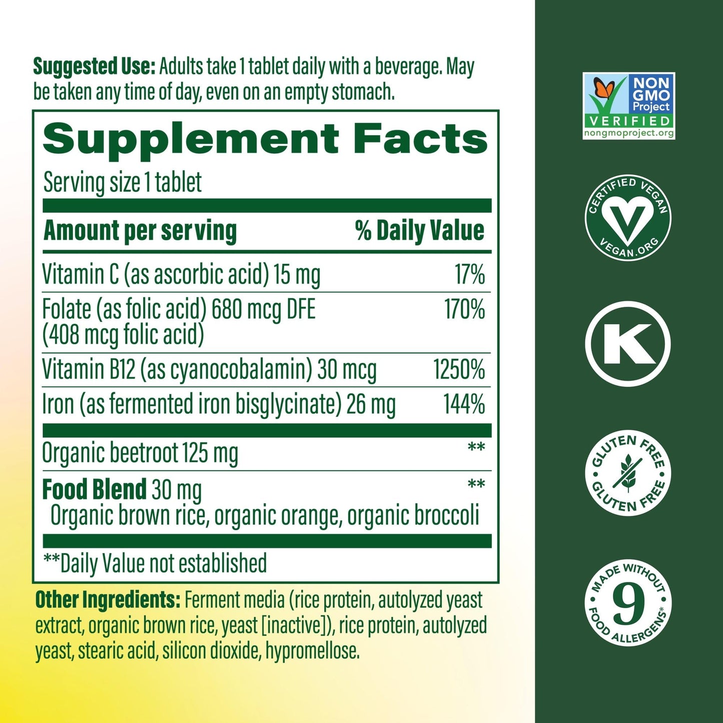 MegaFood Blood Builder Iron Supplement Tablet 30 Tablets