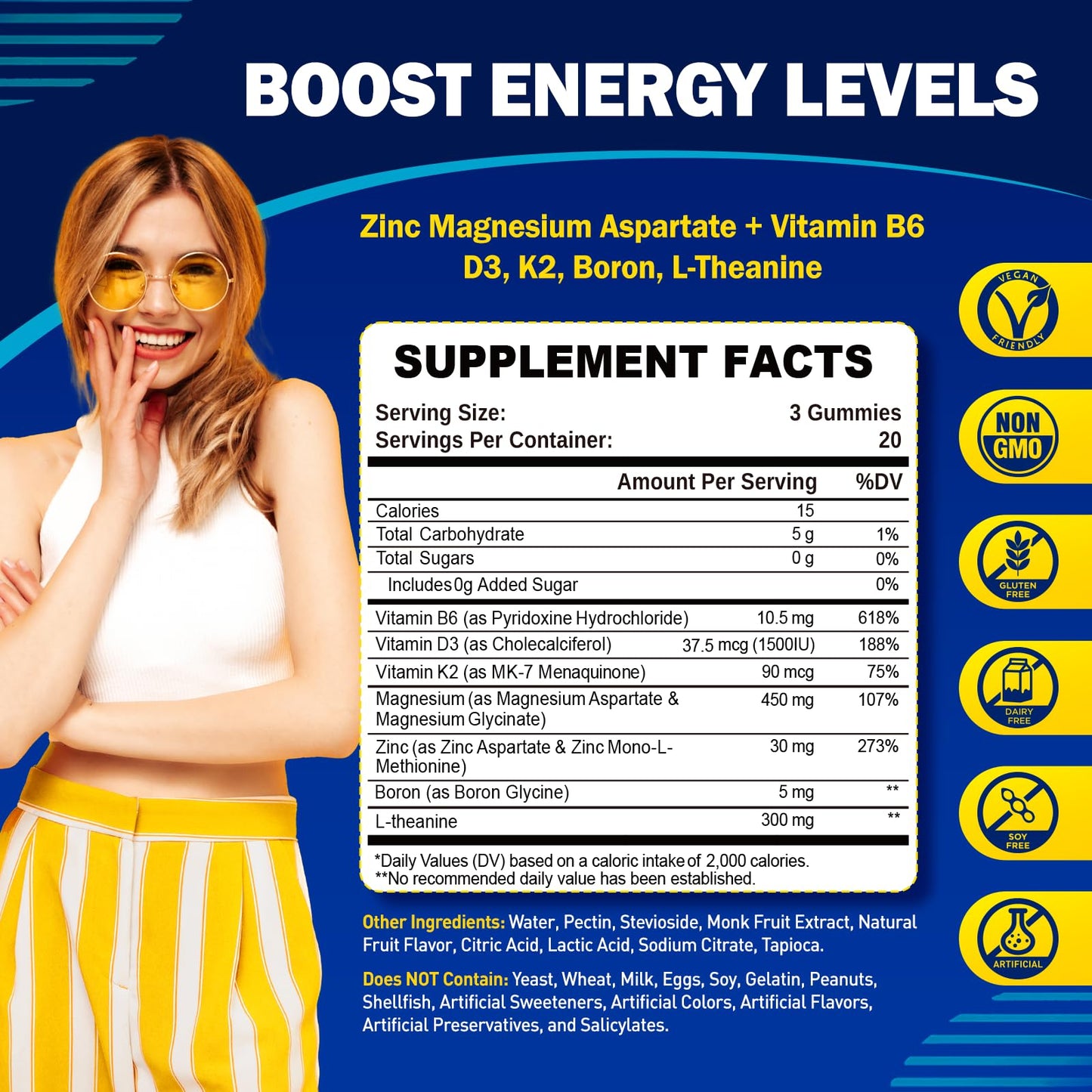 duwhot Magnesium Zinc Supplement 60 Gummies