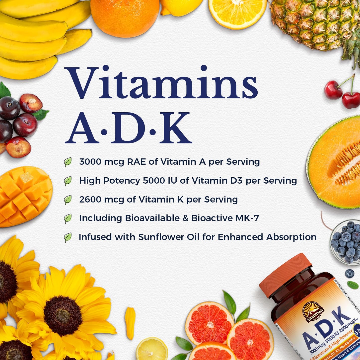 Vitalitown Vitamin ADK Softgels, 120 Count