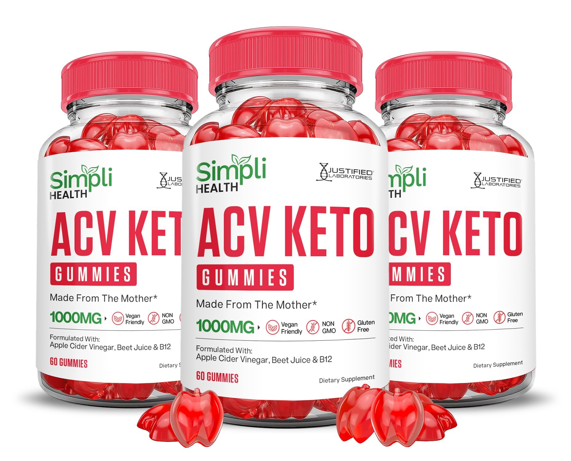 Justified Laboratories Simpli Health Keto ACV Gummies Advanced Formula 1000MG, 180 Gummies