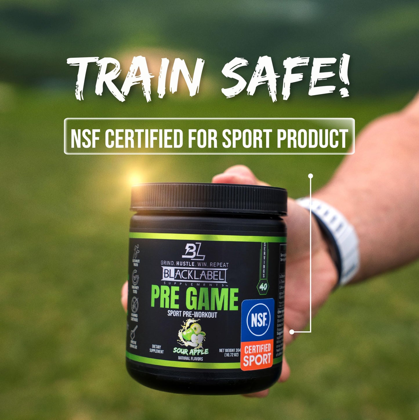 BLACKLABEL Supplements PRE-Game NSF Certified for Sport Pre-Workout Powder Sour Apple 10.72