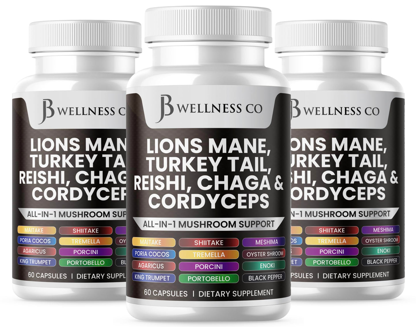 JB Wellness Co Lions Mane Supplement Capsule, 180 Count
