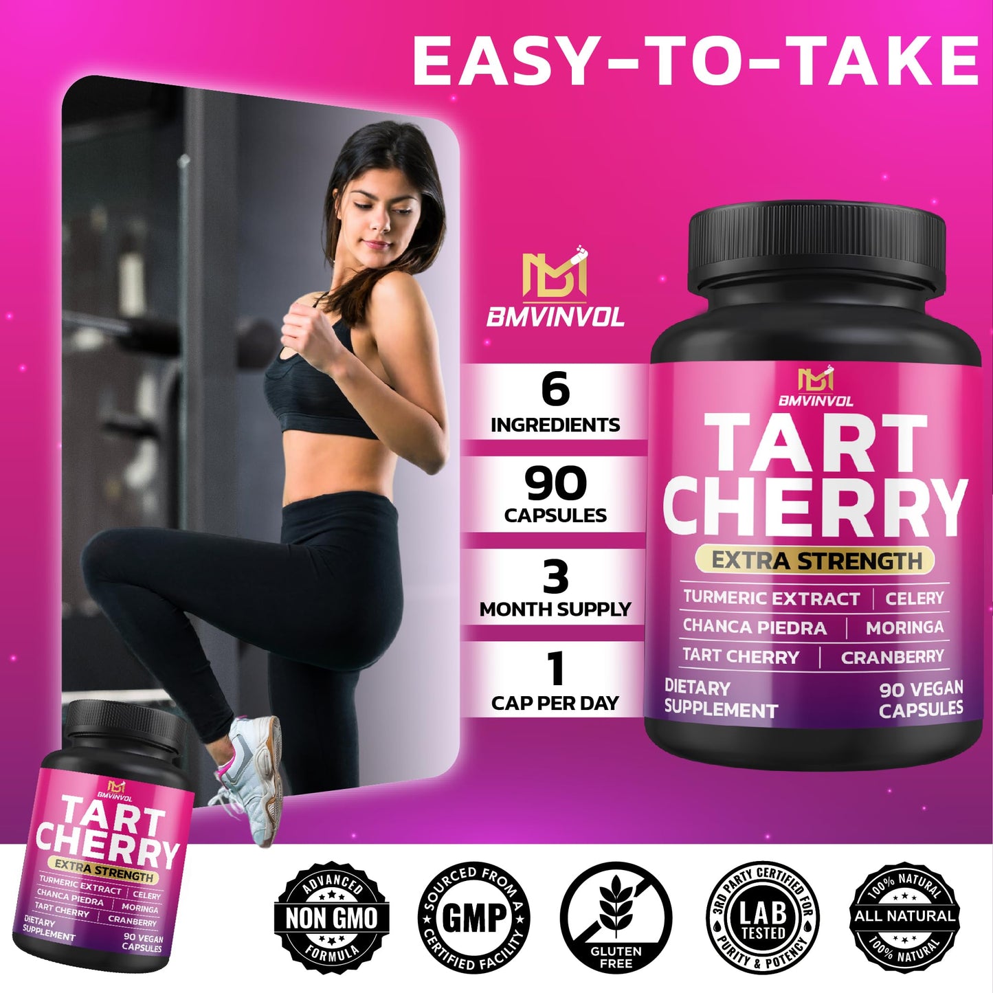 BMVINVOL Tart Cherry 20:1 Extract Capsule, 90 Count