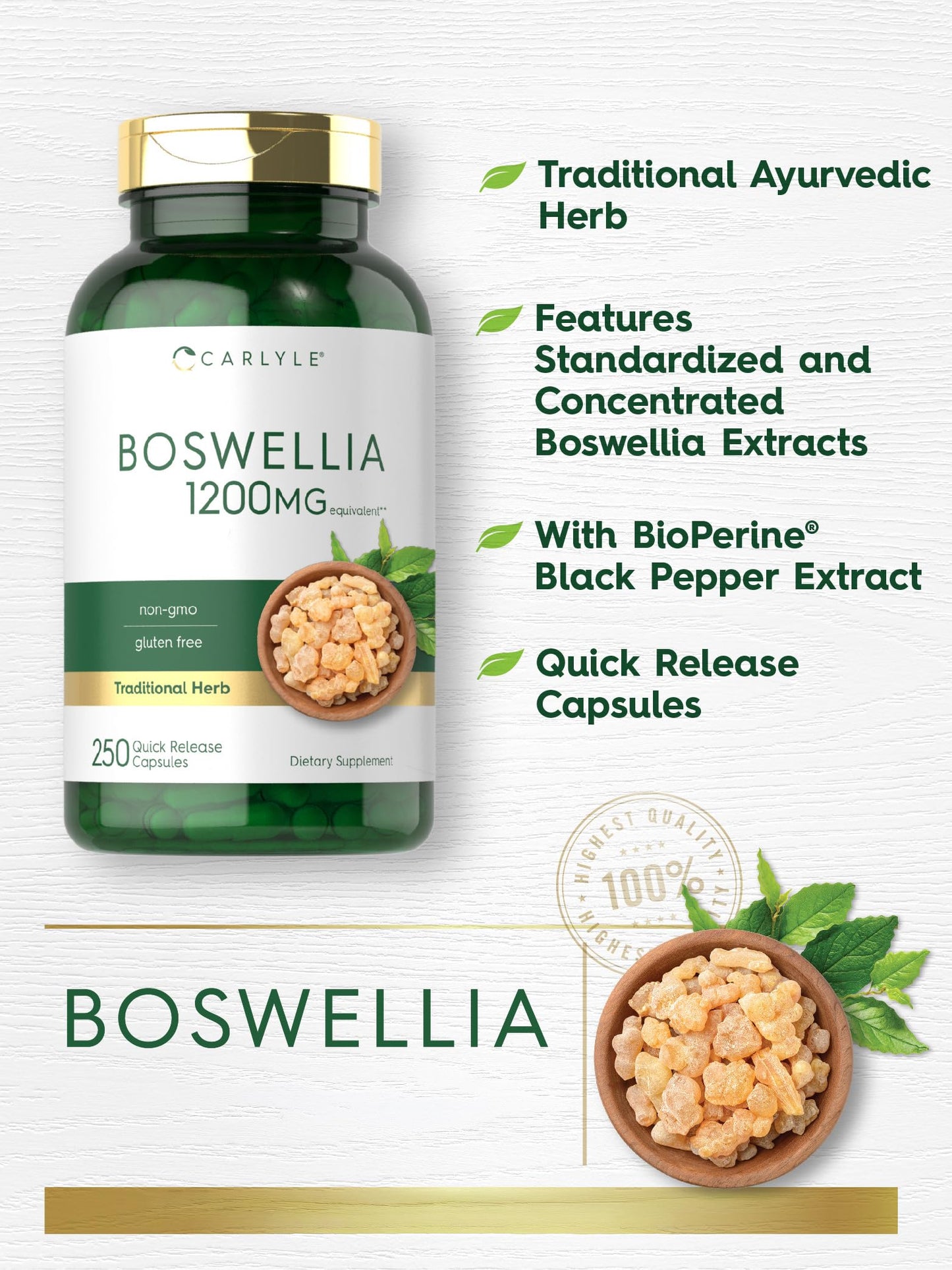 Carlyle Boswellia Extract, 250 Capsules