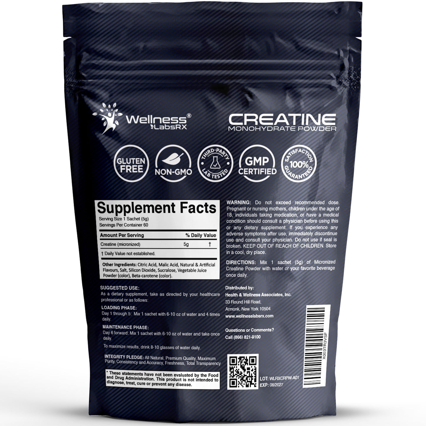 WELLNESS LABSRX Creatine Monohydrate Powder Sachets 10.5 oz